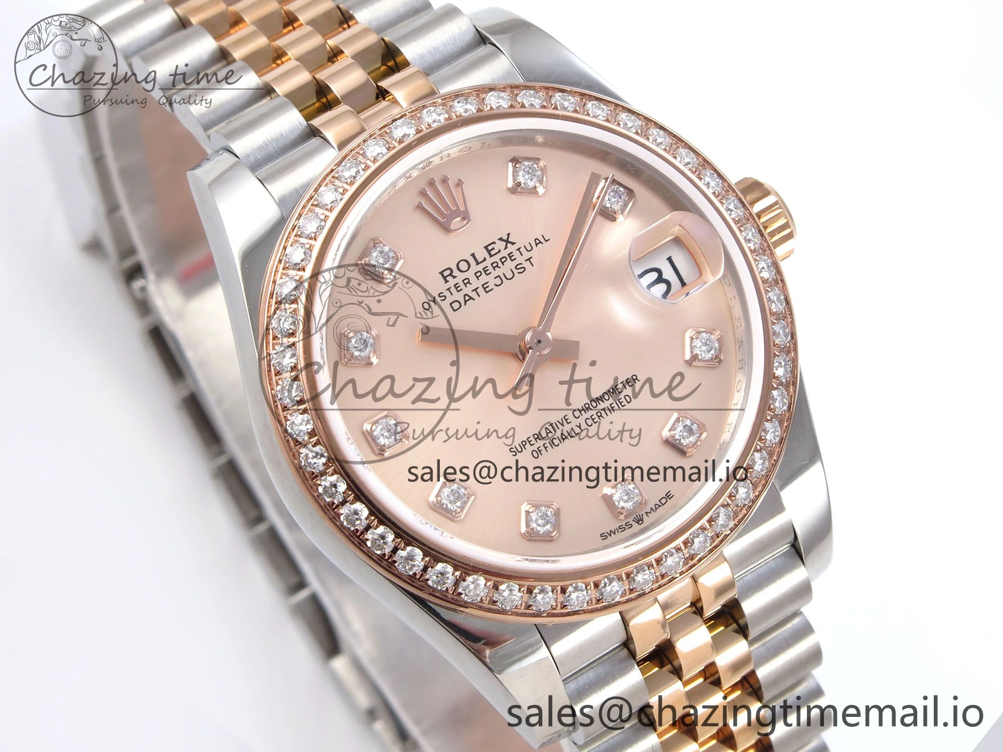 DateJust 31 278381RBR JARF 1:1 Best Edition 904L Steel RG Diamonds Dial on SS RG Jubilee Bracelet HZ2236
