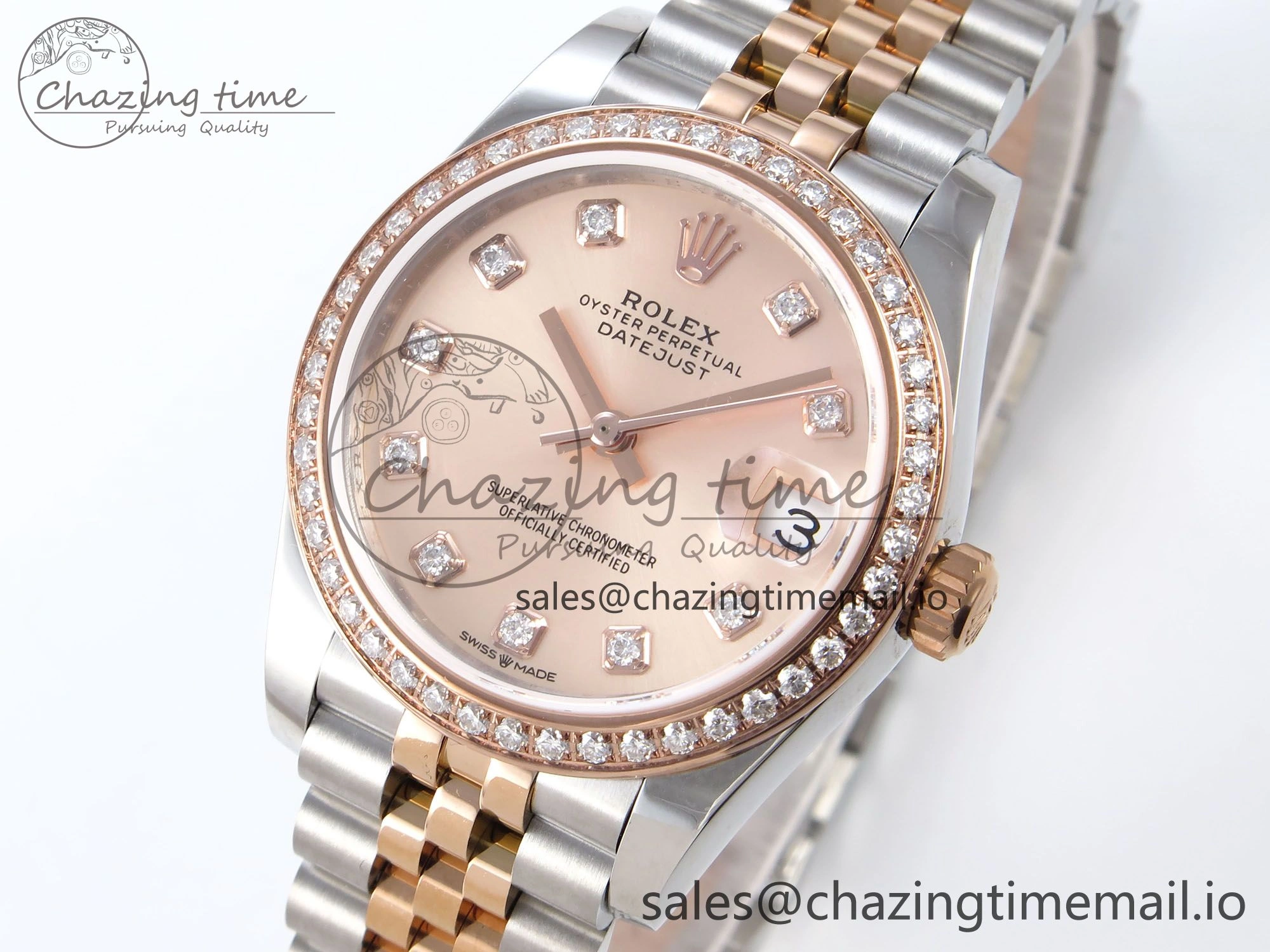 DateJust 31 278381RBR JARF 1:1 Best Edition 904L Steel RG Diamonds Dial on SS RG Jubilee Bracelet HZ2236