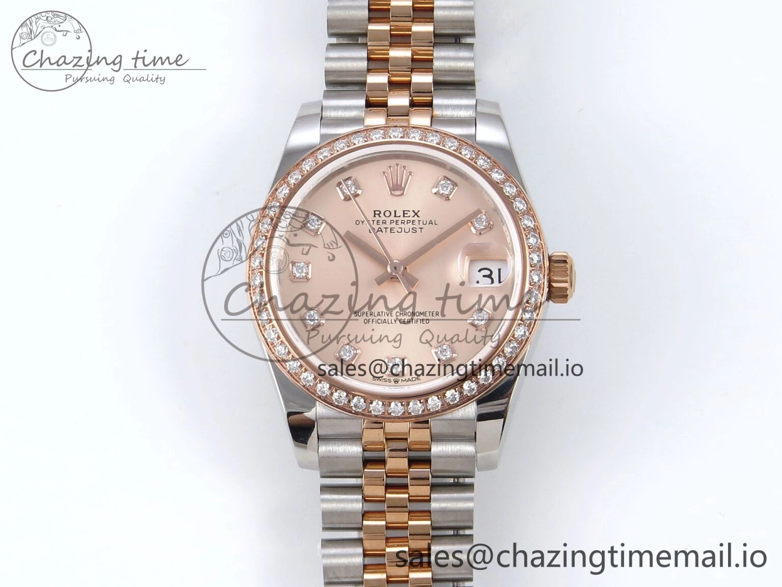 DateJust 31 278381RBR JARF 1:1 Best Edition 904L Steel RG Diamonds Dial on SS RG Jubilee Bracelet HZ2236