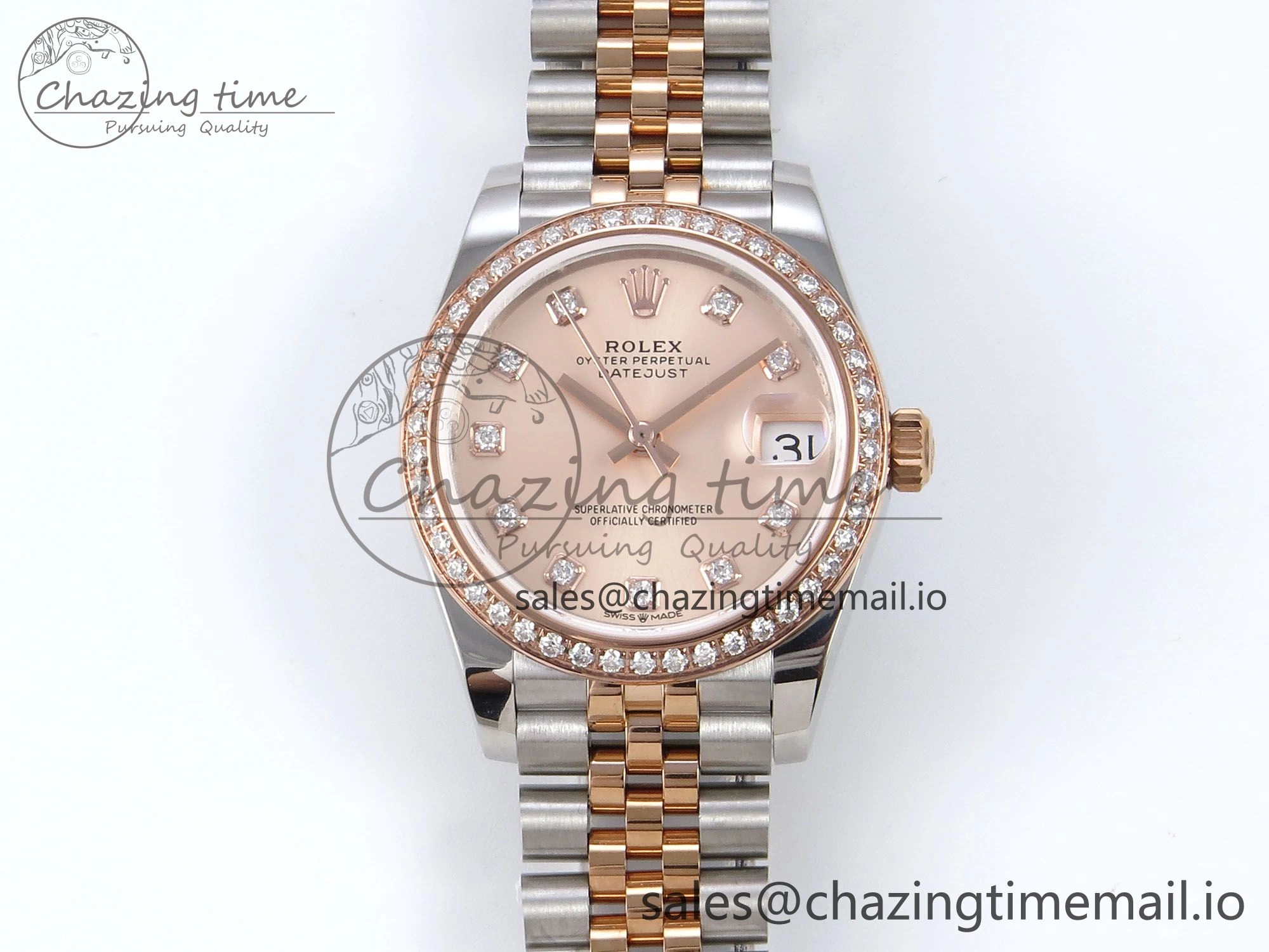 DateJust 31 278381RBR JARF 1:1 Best Edition 904L Steel RG Diamonds Dial on SS RG Jubilee Bracelet HZ2236