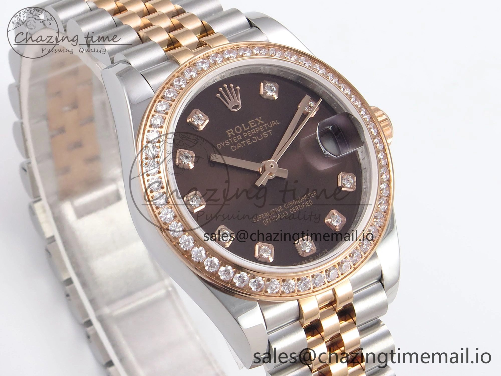 DateJust 31 278381RBR SS RG GMF 1:1 Best Edition 904L Steel Brown Dimonds Dial on Jubilee Bracelet A2824