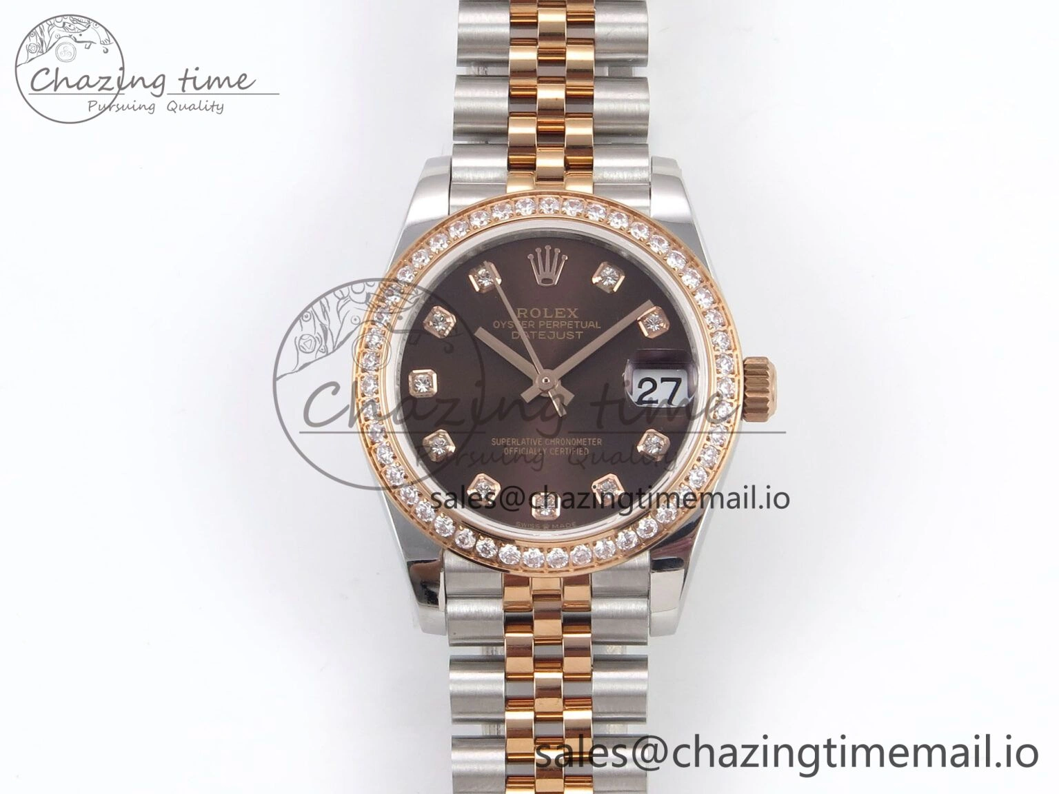 DateJust 31 278381RBR SS RG GMF 1:1 Best Edition 904L Steel Brown Dimonds Dial on Jubilee Bracelet A2824