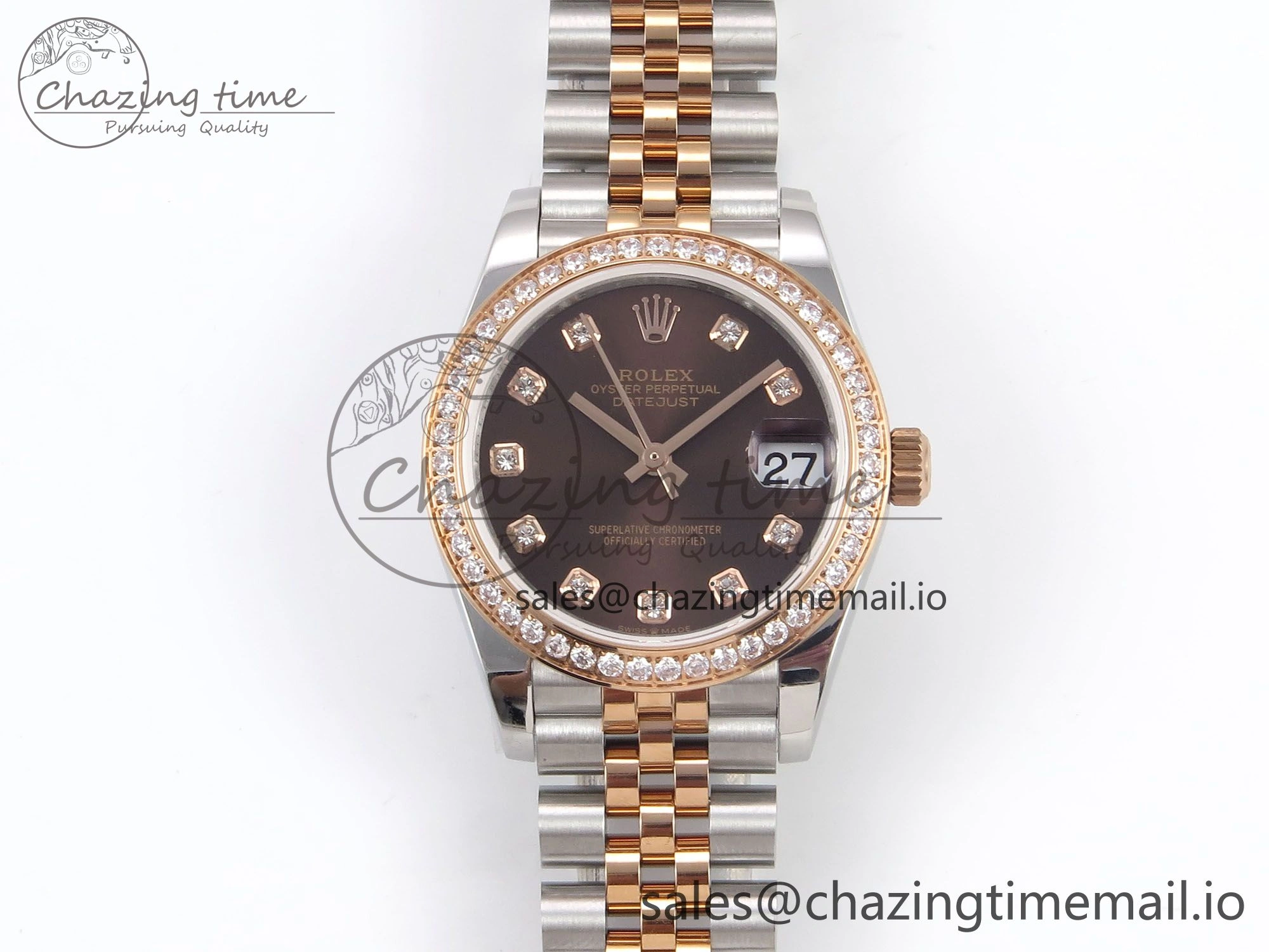 DateJust 31 278381RBR SS RG GMF 1:1 Best Edition 904L Steel Brown Dimonds Dial on Jubilee Bracelet A2824