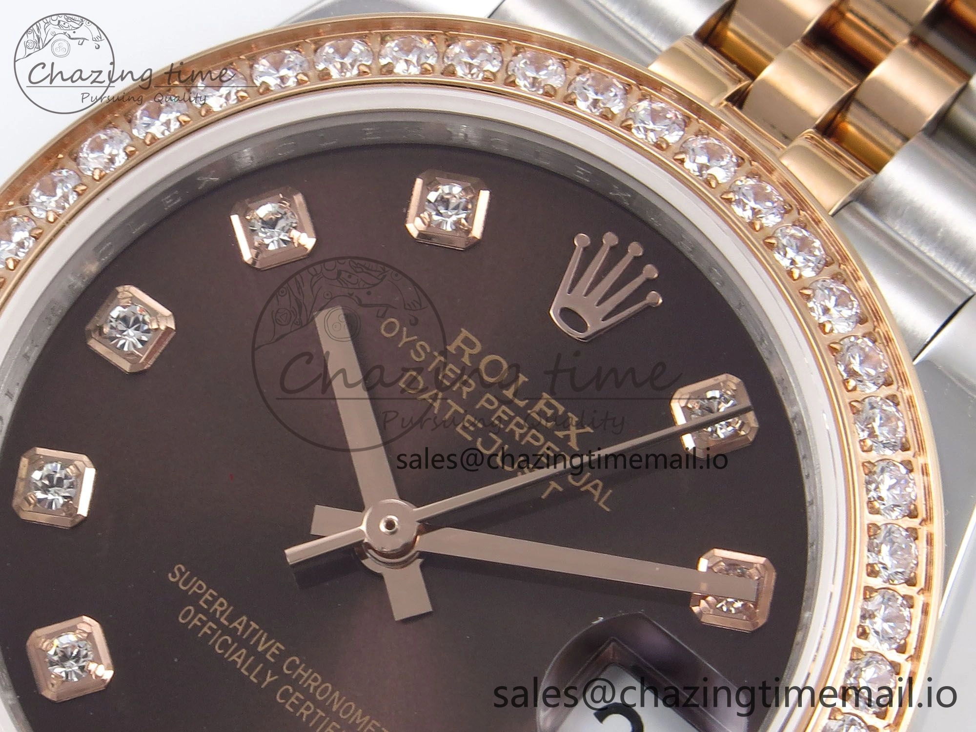 DateJust 31 278381RBR SS RG GMF 1:1 Best Edition 904L Steel Brown Dimonds Dial on Jubilee Bracelet A2824