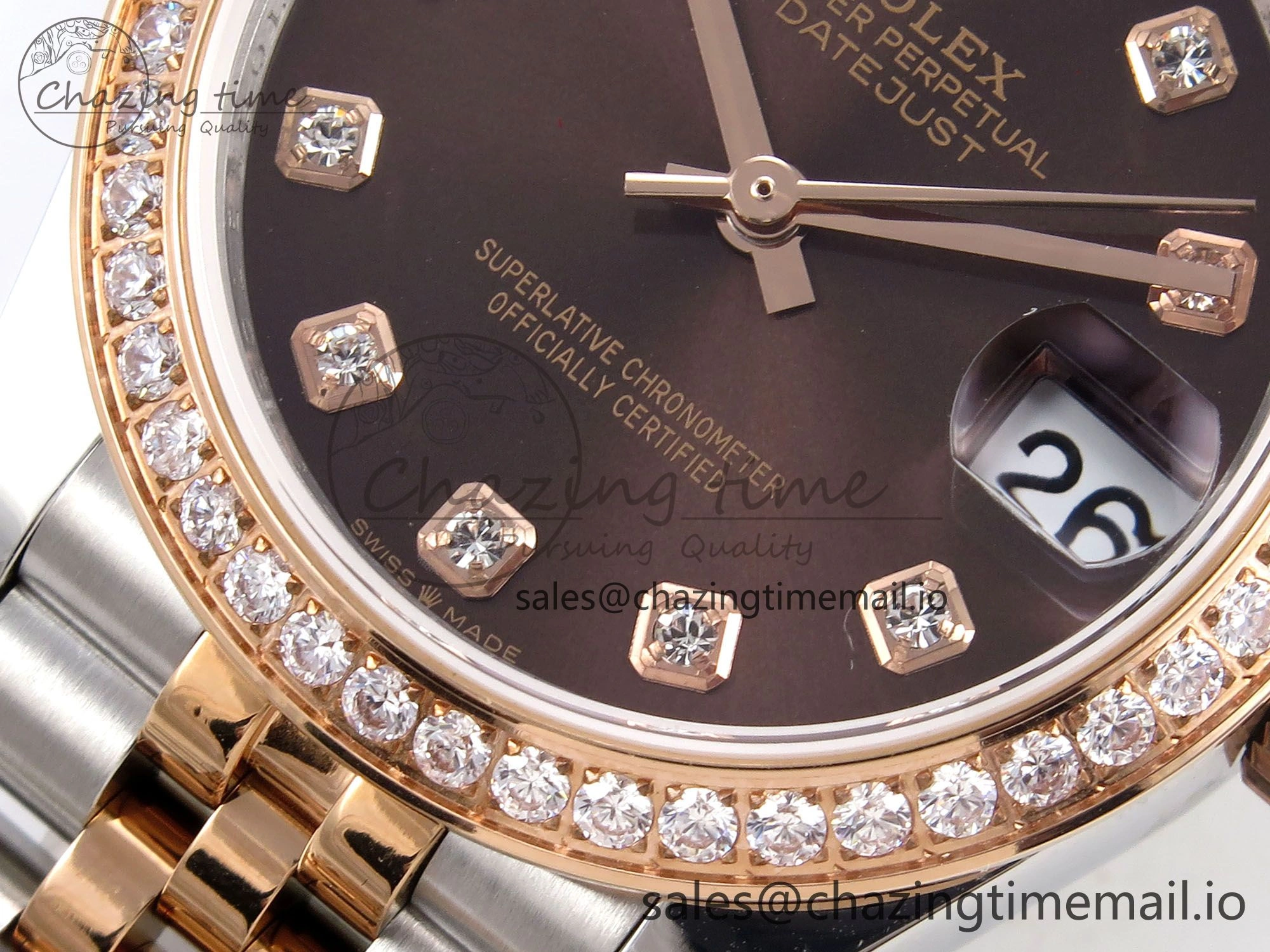 DateJust 31 278381RBR SS RG GMF 1:1 Best Edition 904L Steel Brown Dimonds Dial on Jubilee Bracelet A2824