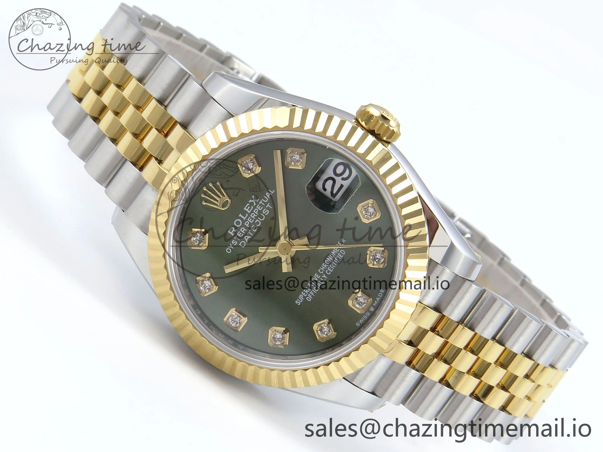 DateJust 31 278383 ARF 1:1 Best Edition 904L Steel Green Diamonds Dial on SS YG Jubilee Bracelet ETA 2688