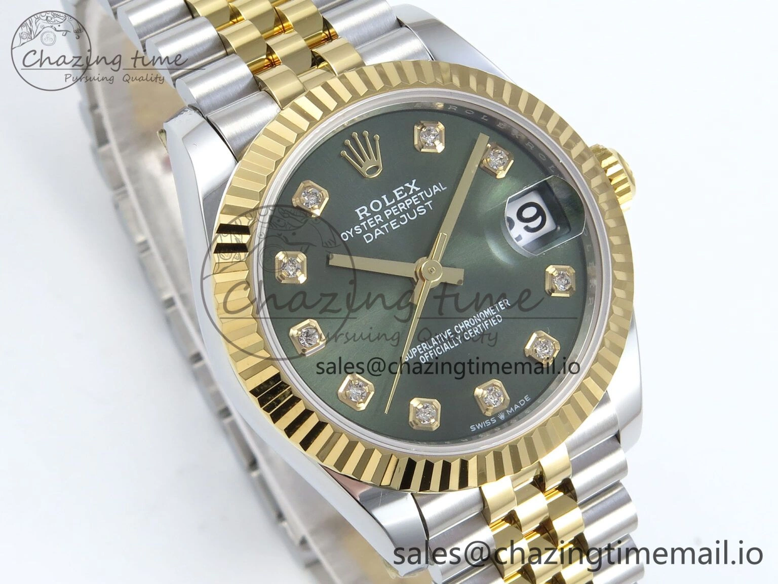 DateJust 31 278383 ARF 1:1 Best Edition 904L Steel Green Diamonds Dial on SS YG Jubilee Bracelet ETA 2688