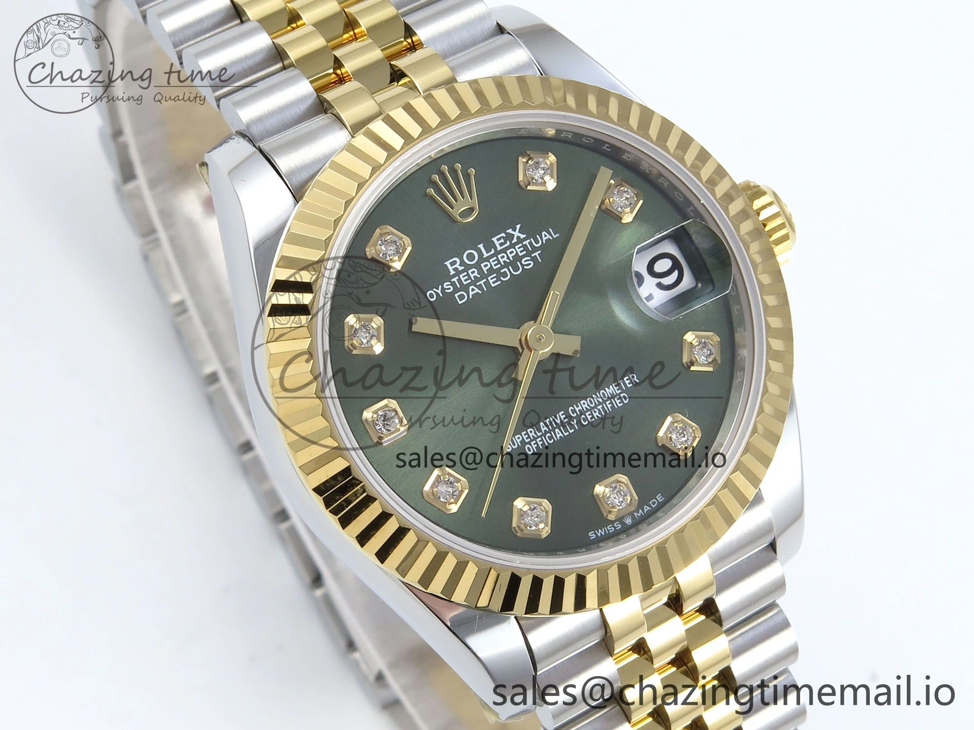DateJust 31 278383 ARF 1:1 Best Edition 904L Steel Green Diamonds Dial on SS YG Jubilee Bracelet ETA 2688