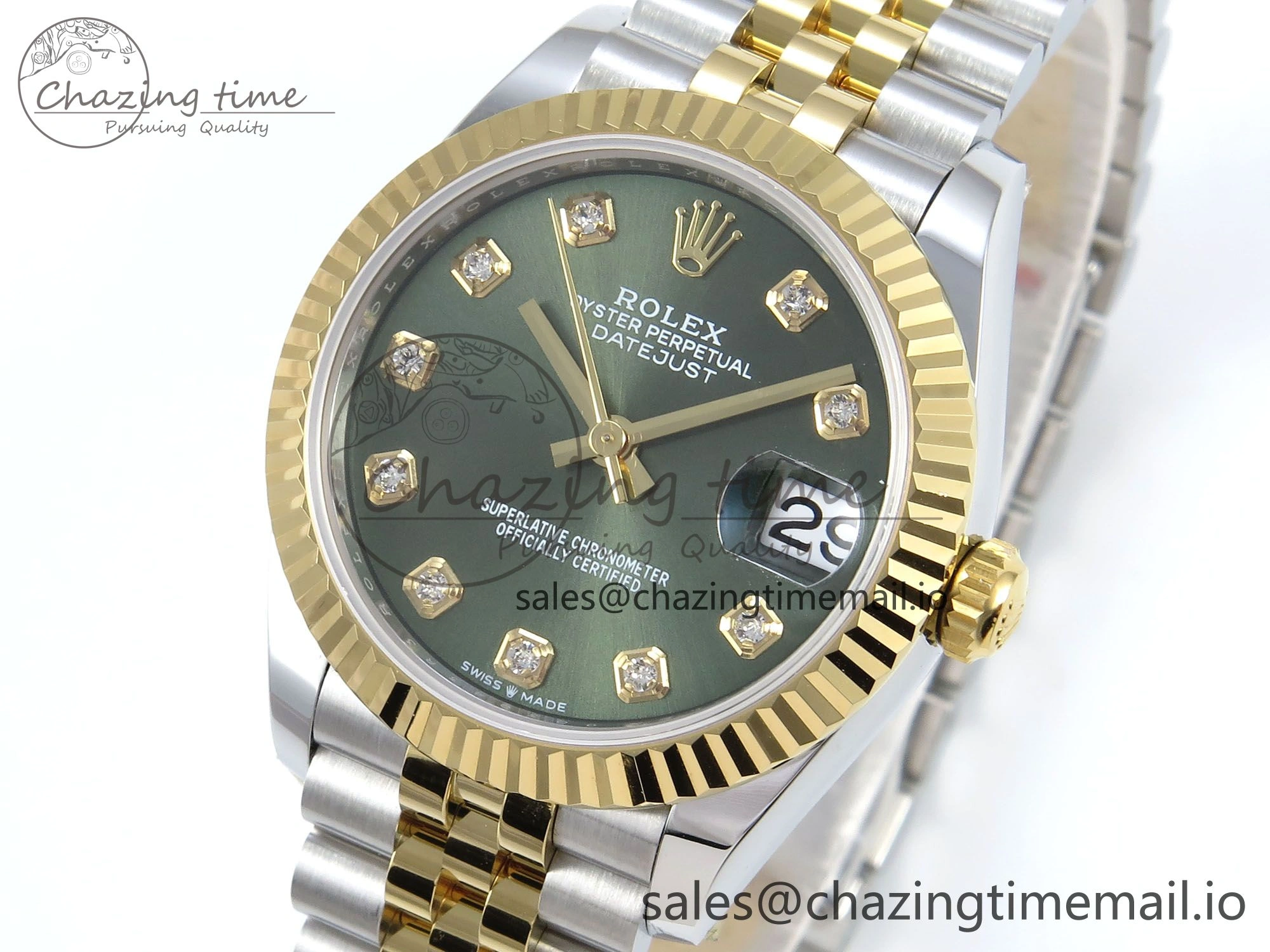 DateJust 31 278383 ARF 1:1 Best Edition 904L Steel Green Diamonds Dial on SS YG Jubilee Bracelet ETA 2688