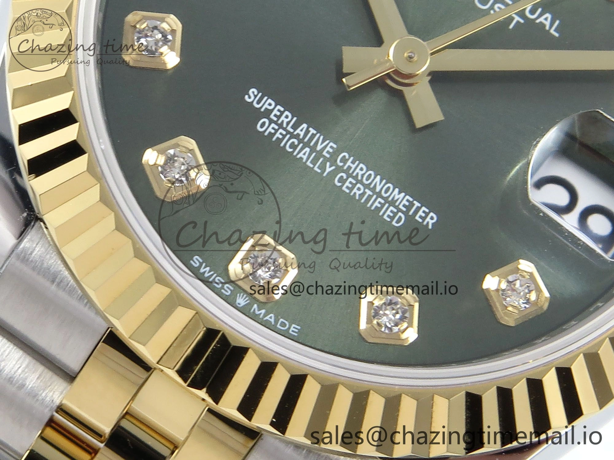DateJust 31 278383 ARF 1:1 Best Edition 904L Steel Green Diamonds Dial on SS YG Jubilee Bracelet ETA 2688