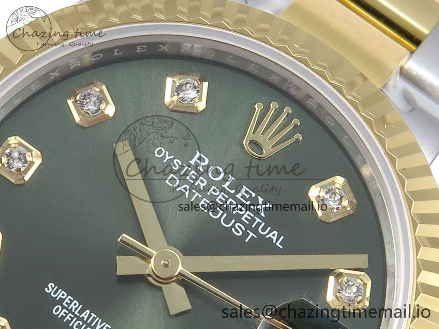 DateJust 31 278383 ARF 1:1 Best Edition 904L Steel Green Diamonds Dial on SS YG Oyster Bracelet ETA 2688
