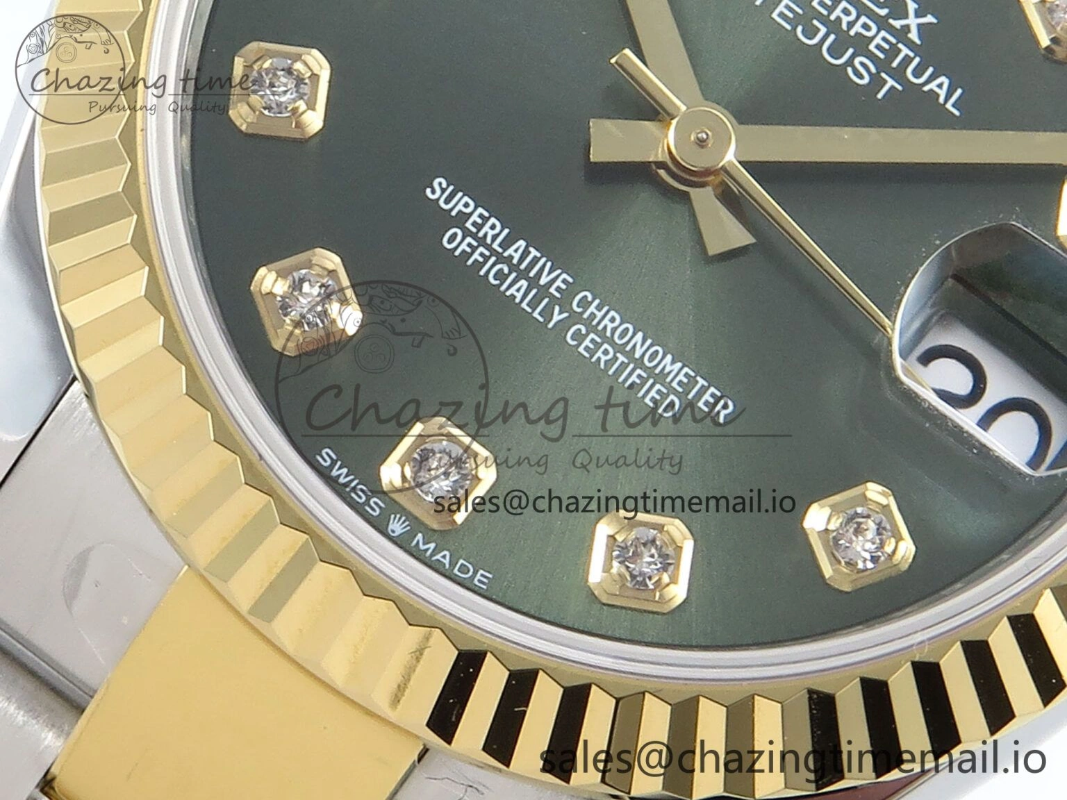 DateJust 31 278383 ARF 1:1 Best Edition 904L Steel Green Diamonds Dial on SS YG Oyster Bracelet ETA 2688