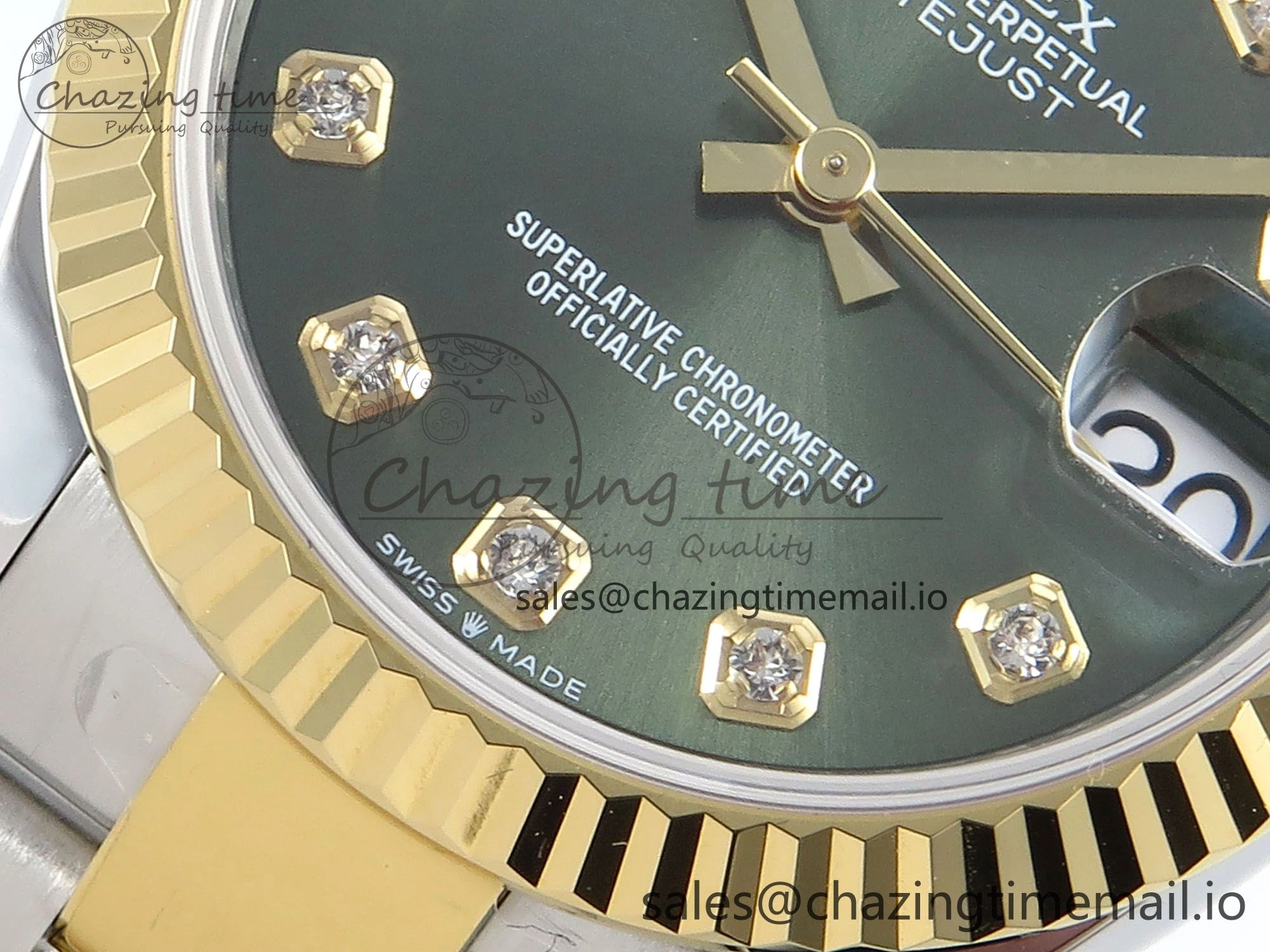 DateJust 31 278383 ARF 1:1 Best Edition 904L Steel Green Diamonds Dial on SS YG Oyster Bracelet ETA 2688