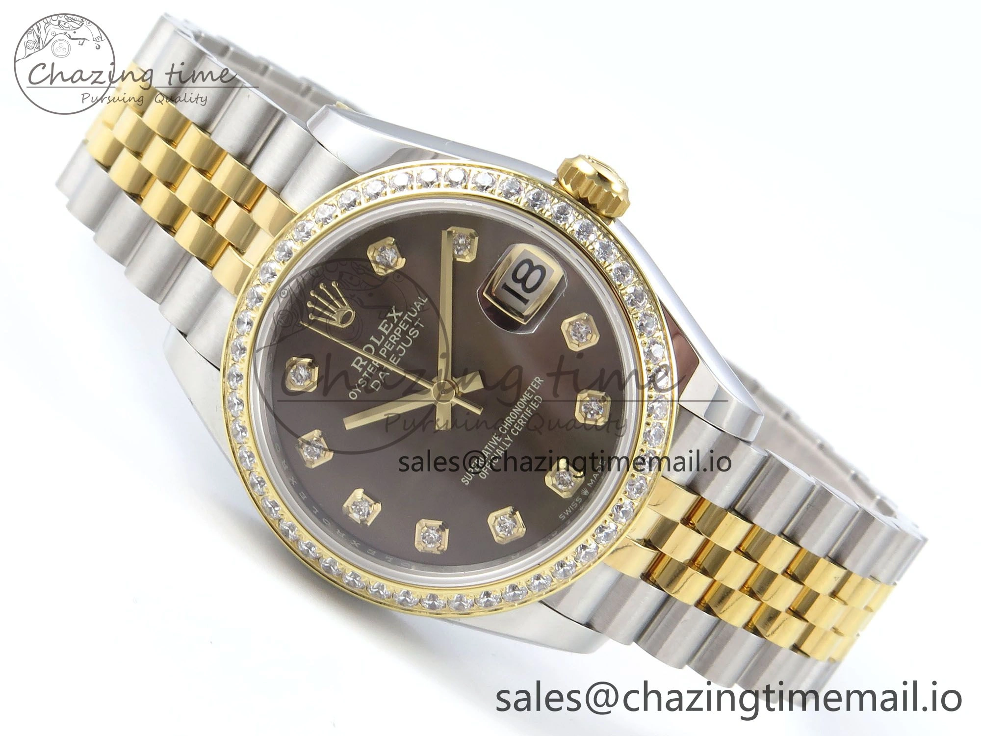 DateJust 31 278383RBR ARF 1:1 Best Edition 904L Steel Brown Diamonds Dial Diamonds Bezel on SS YG Jubilee Bracelet ETA 2688