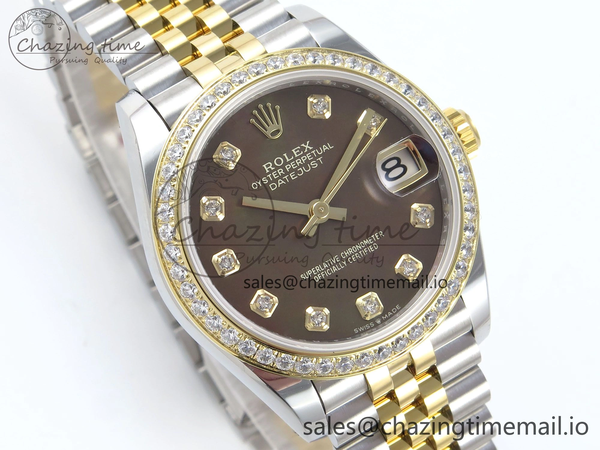 DateJust 31 278383RBR ARF 1:1 Best Edition 904L Steel Brown Diamonds Dial Diamonds Bezel on SS YG Jubilee Bracelet ETA 2688