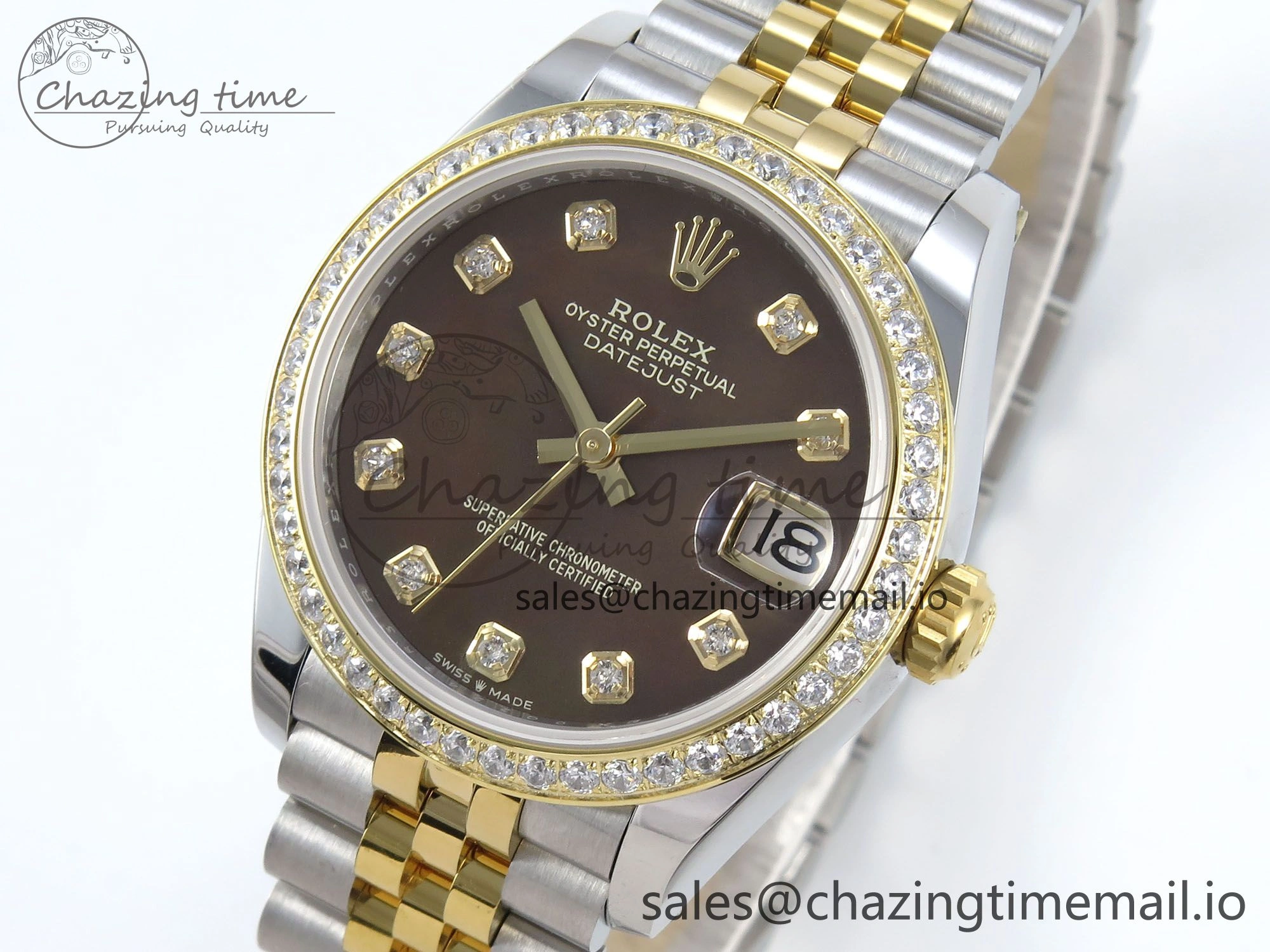 DateJust 31 278383RBR ARF 1:1 Best Edition 904L Steel Brown Diamonds Dial Diamonds Bezel on SS YG Jubilee Bracelet ETA 2688