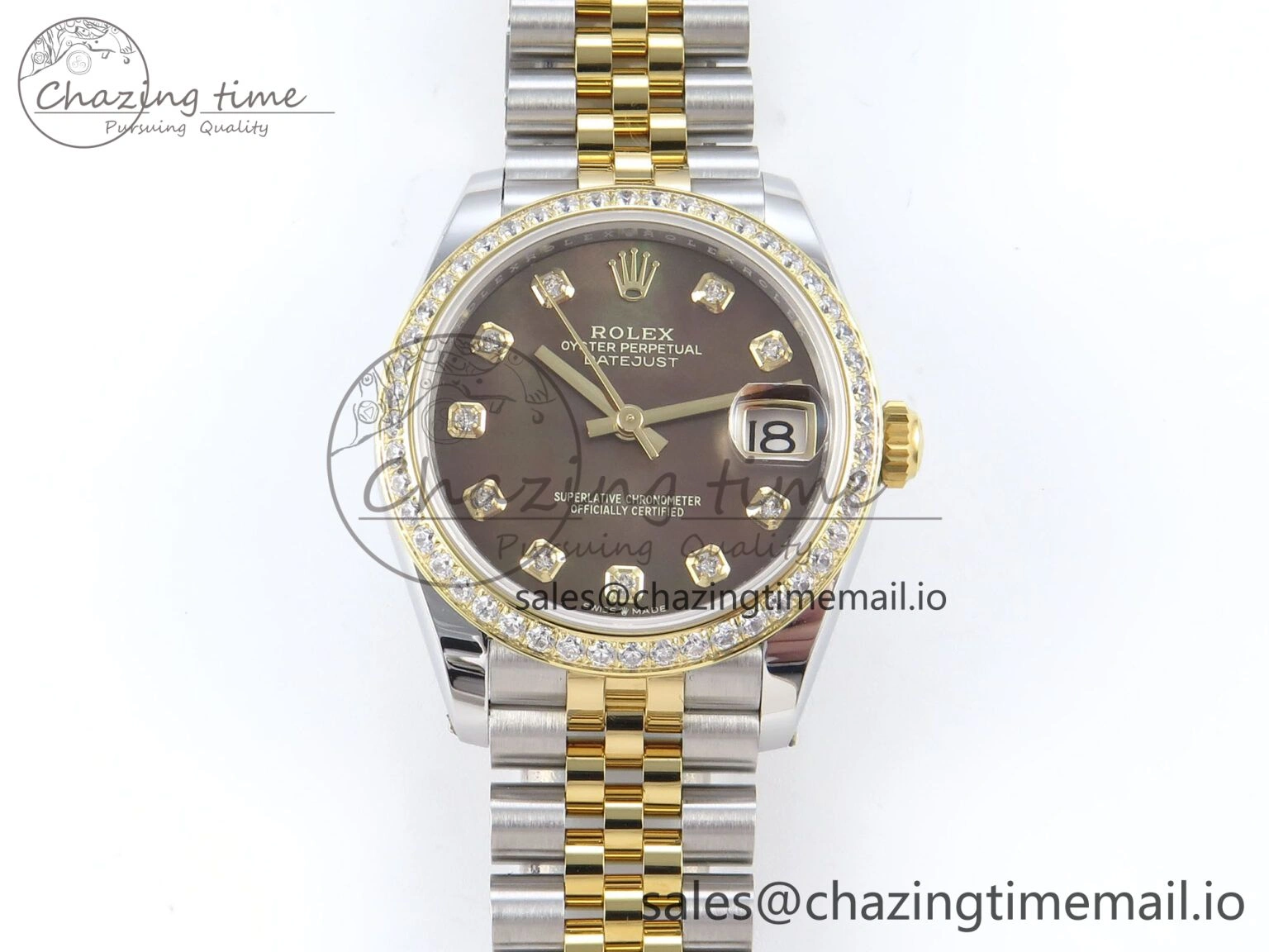 DateJust 31 278383RBR ARF 1:1 Best Edition 904L Steel Brown Diamonds Dial Diamonds Bezel on SS YG Jubilee Bracelet ETA 2688