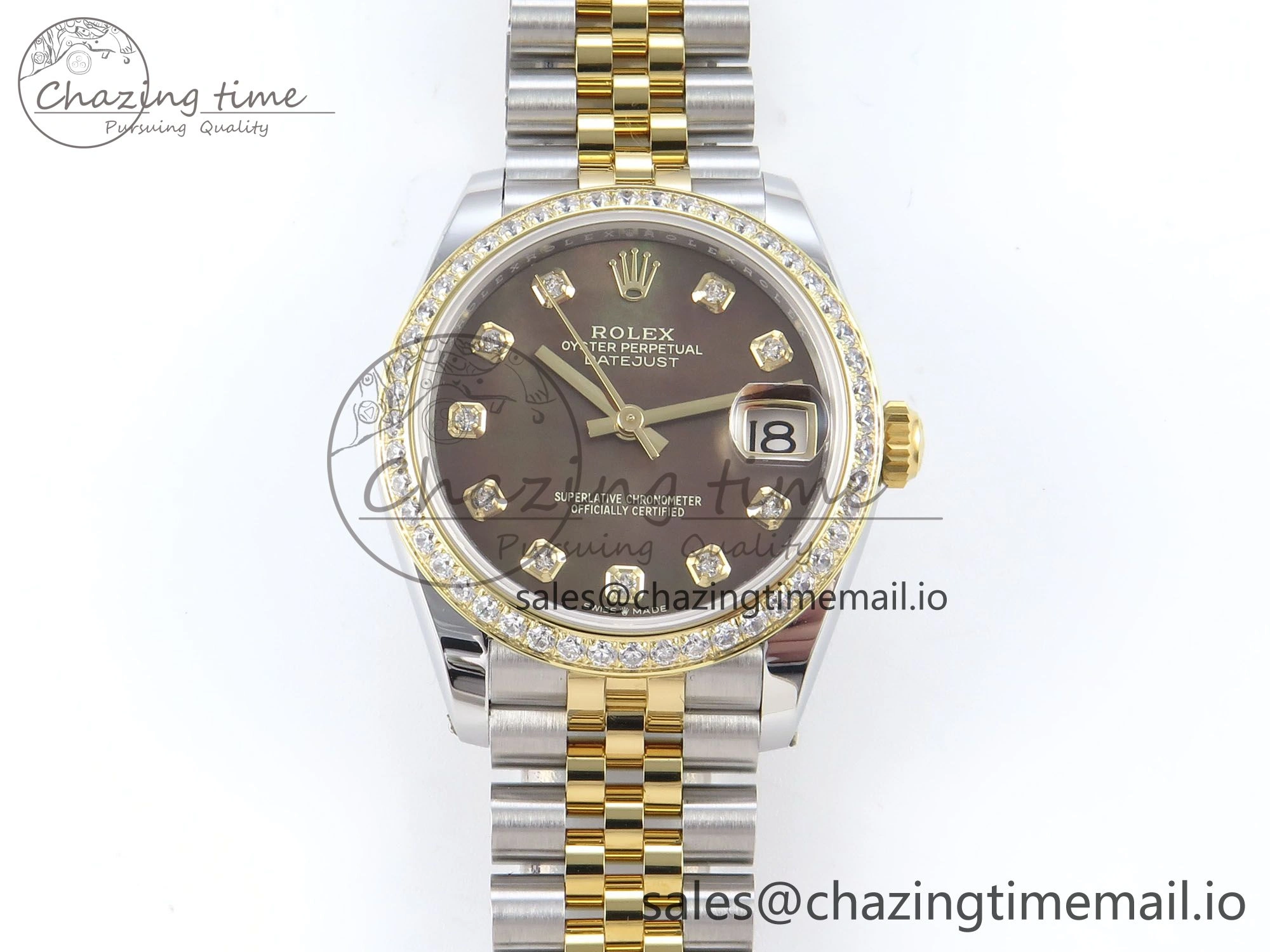 DateJust 31 278383RBR ARF 1:1 Best Edition 904L Steel Brown Diamonds Dial Diamonds Bezel on SS YG Jubilee Bracelet ETA 2688