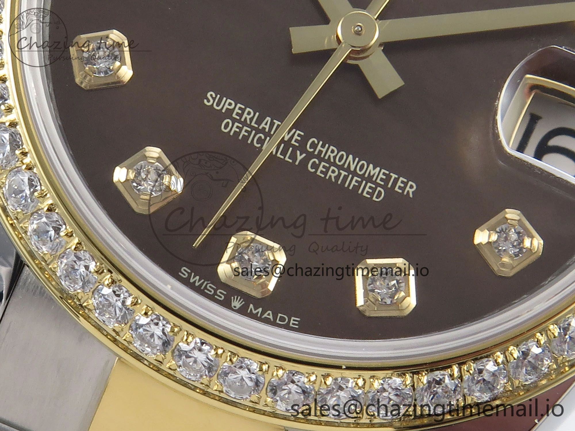 DateJust 31 278383RBR ARF 1:1 Best Edition 904L Steel Brown Diamonds Dial Diamonds Bezel on SS YG Oyster Bracelet ETA 2688