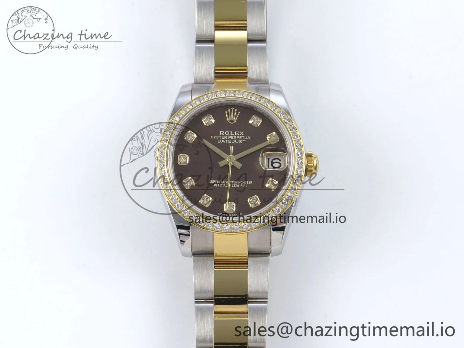 DateJust 31 278383RBR ARF 1:1 Best Edition 904L Steel Brown Diamonds Dial Diamonds Bezel on SS YG Oyster Bracelet ETA 2688