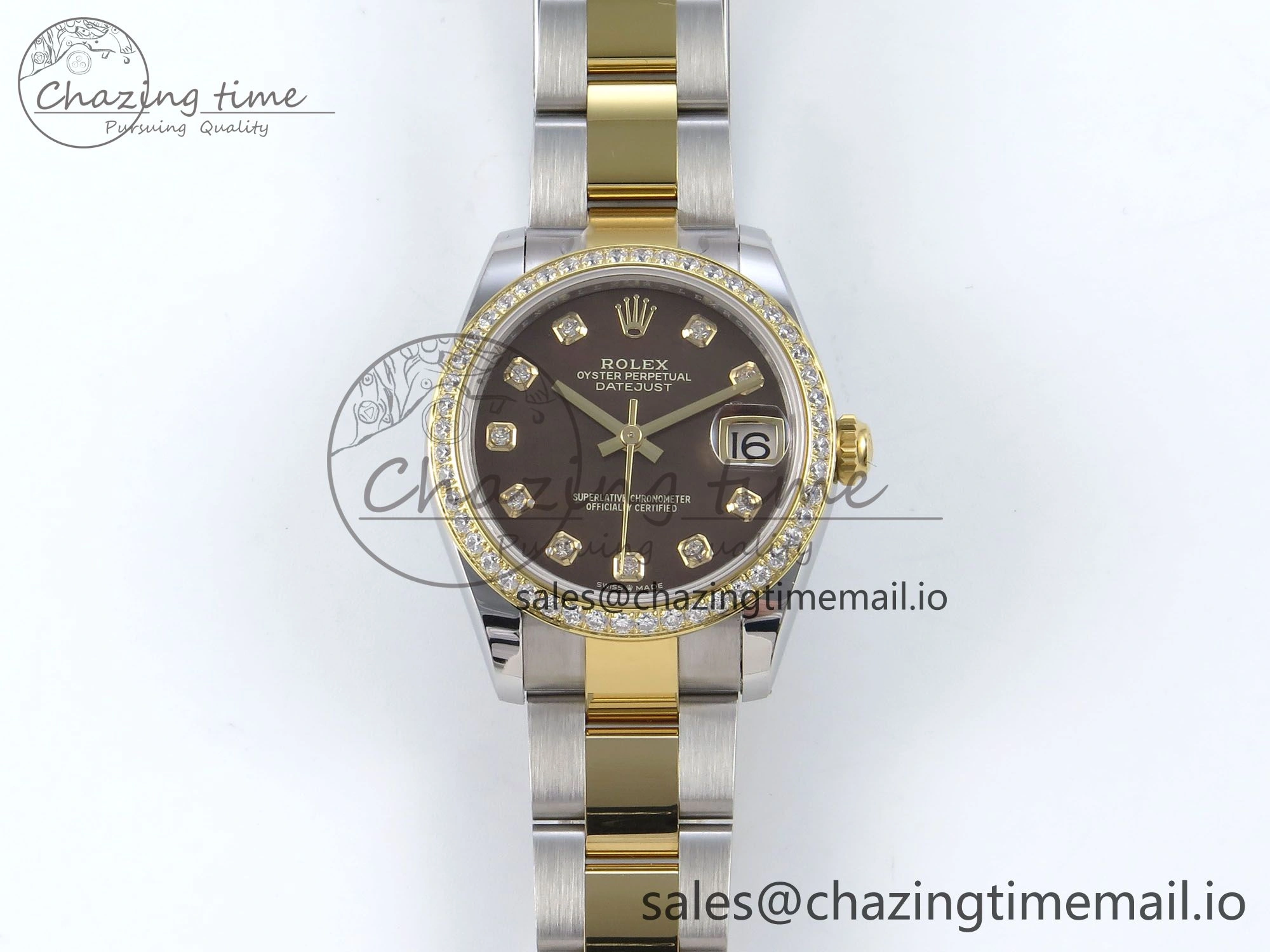 DateJust 31 278383RBR ARF 1:1 Best Edition 904L Steel Brown Diamonds Dial Diamonds Bezel on SS YG Oyster Bracelet ETA 2688
