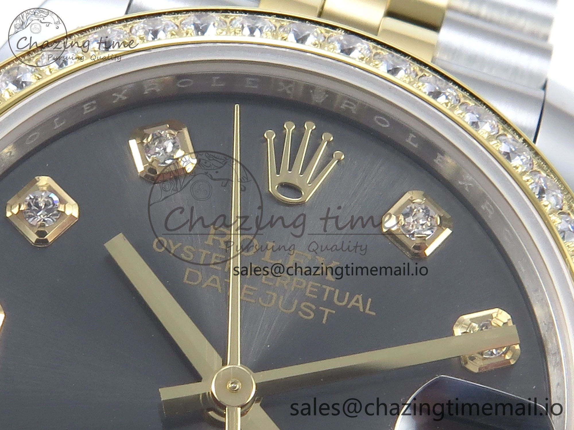 DateJust 31 278383RBR ARF 1:1 Best Edition 904L Steel Gray Diamonds Dial Diamonds Bezel on SS YG Jubilee Bracelet ETA 2688