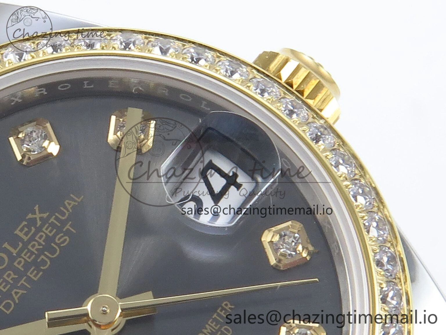 DateJust 31 278383RBR ARF 1:1 Best Edition 904L Steel Gray Diamonds Dial Diamonds Bezel on SS YG Oyster Bracelet ETA 2688
