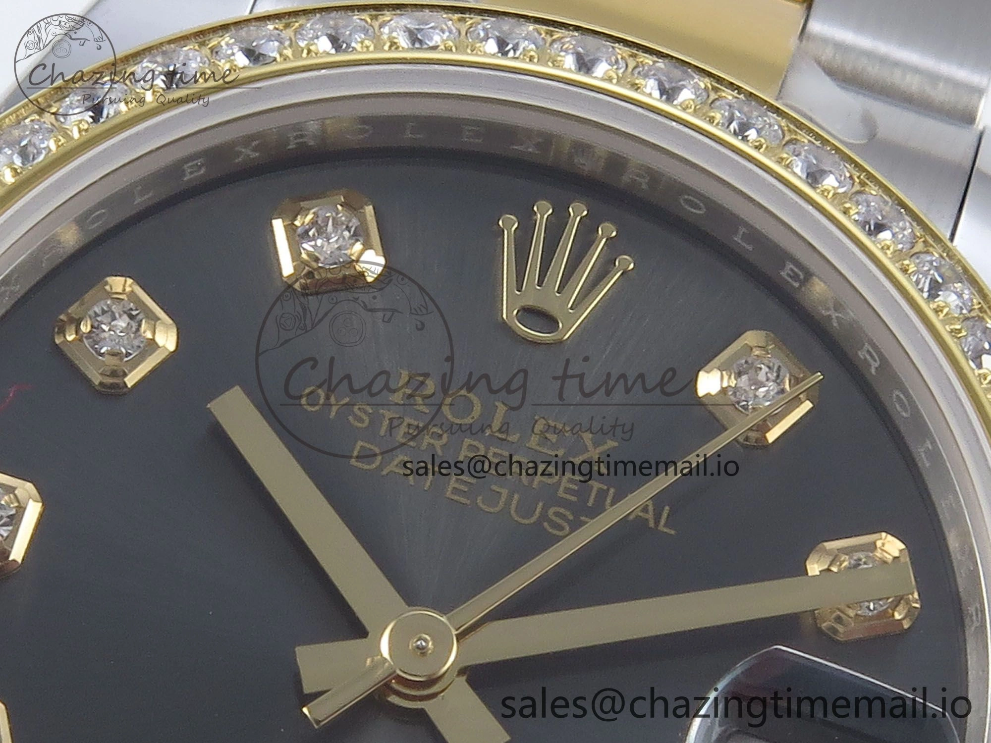 DateJust 31 278383RBR ARF 1:1 Best Edition 904L Steel Gray Diamonds Dial Diamonds Bezel on SS YG Oyster Bracelet ETA 2688
