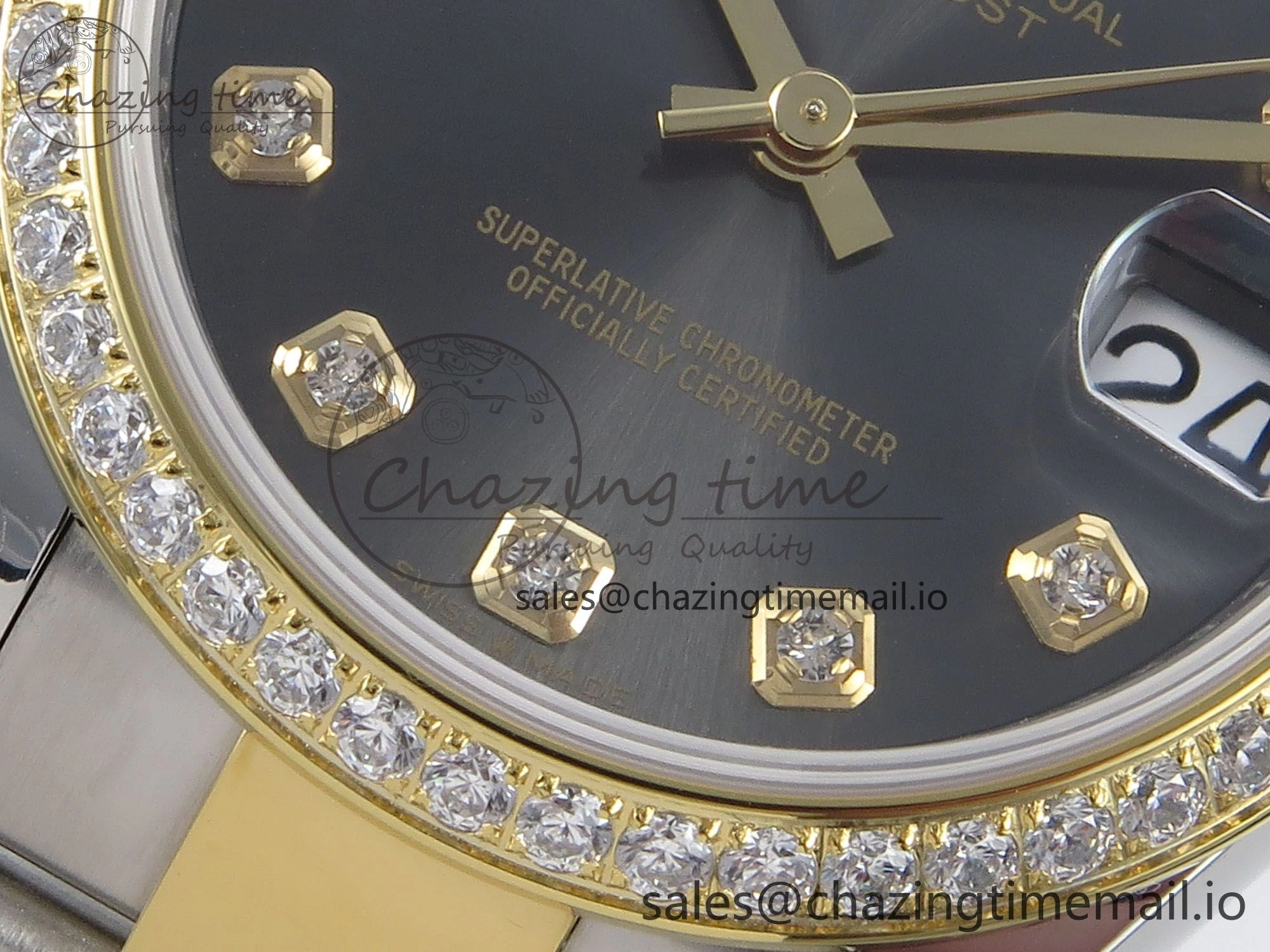 DateJust 31 278383RBR ARF 1:1 Best Edition 904L Steel Gray Diamonds Dial Diamonds Bezel on SS YG Oyster Bracelet ETA 2688