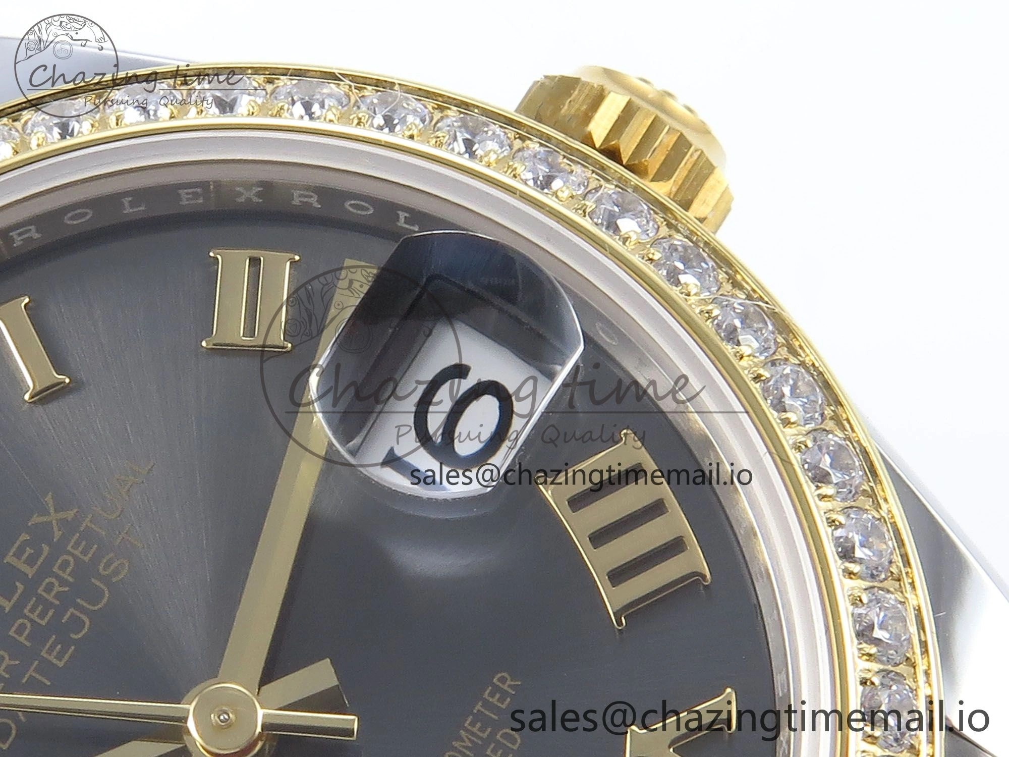 DateJust 31 278383RBR ARF 1:1 Best Edition 904L Steel Gray Roman Diamonds Dial Diamonds Bezel on SS YG Jubilee Bracelet ETA 2688