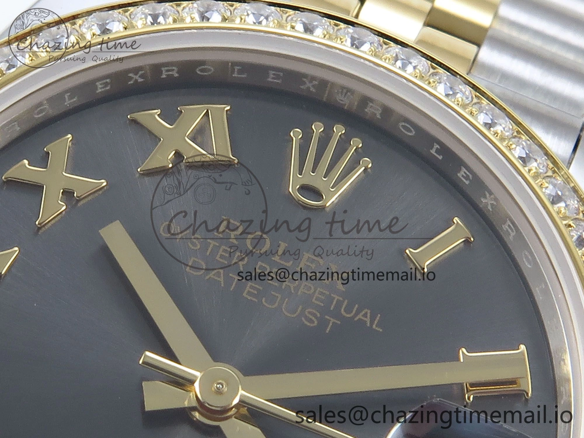 DateJust 31 278383RBR ARF 1:1 Best Edition 904L Steel Gray Roman Diamonds Dial Diamonds Bezel on SS YG Jubilee Bracelet ETA 2688
