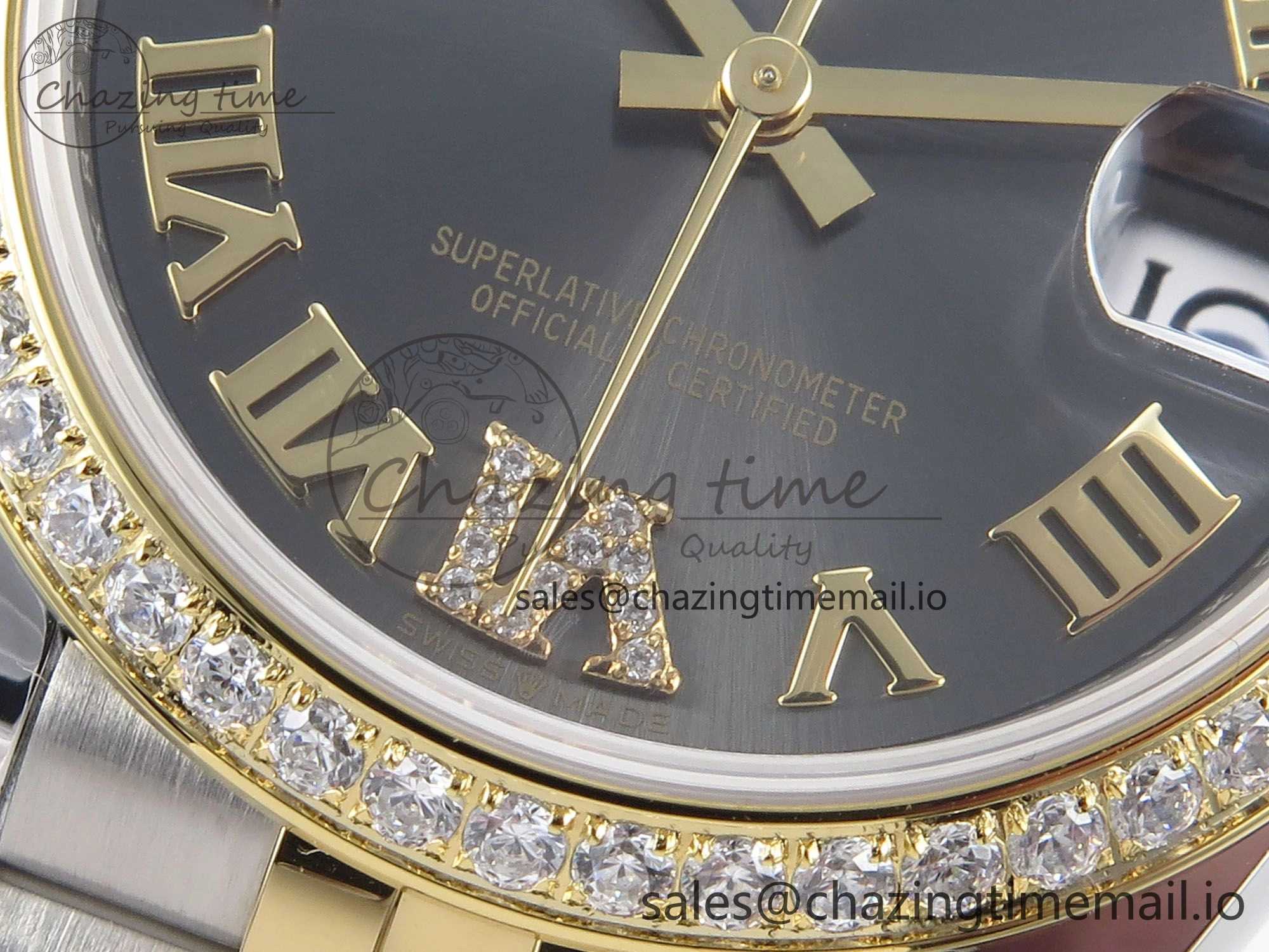 DateJust 31 278383RBR ARF 1:1 Best Edition 904L Steel Gray Roman Diamonds Dial Diamonds Bezel on SS YG Jubilee Bracelet ETA 2688