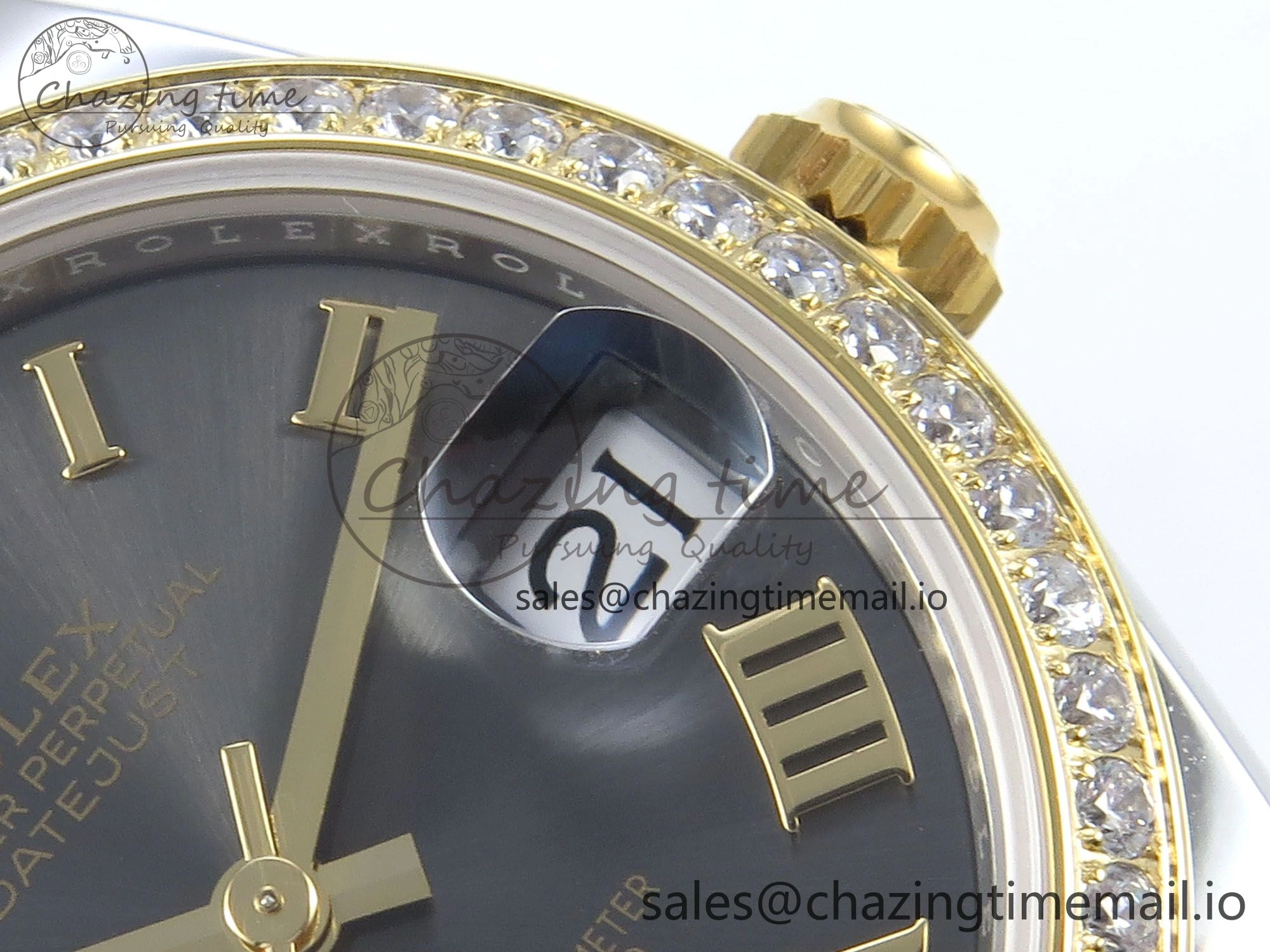 DateJust 31 278383RBR ARF 1:1 Best Edition 904L Steel Gray Roman Diamonds Dial Diamonds Bezel on SS YG Oyster Bracelet ETA 2688