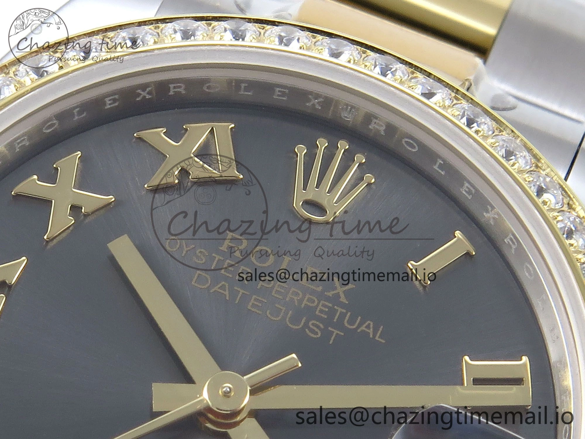 DateJust 31 278383RBR ARF 1:1 Best Edition 904L Steel Gray Roman Diamonds Dial Diamonds Bezel on SS YG Oyster Bracelet ETA 2688
