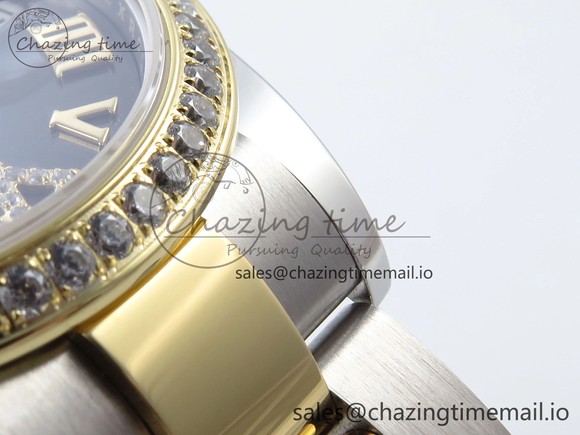 DateJust 31 278383RBR ARF 1:1 Best Edition 904L Steel Gray Roman Diamonds Dial Diamonds Bezel on SS YG Oyster Bracelet ETA 2688