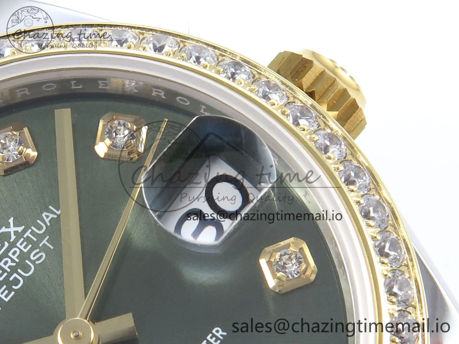 DateJust 31 278383RBR ARF 1:1 Best Edition 904L Steel Green Diamonds Dial Diamonds Bezel on SS YG Jubilee Bracelet ETA 2688