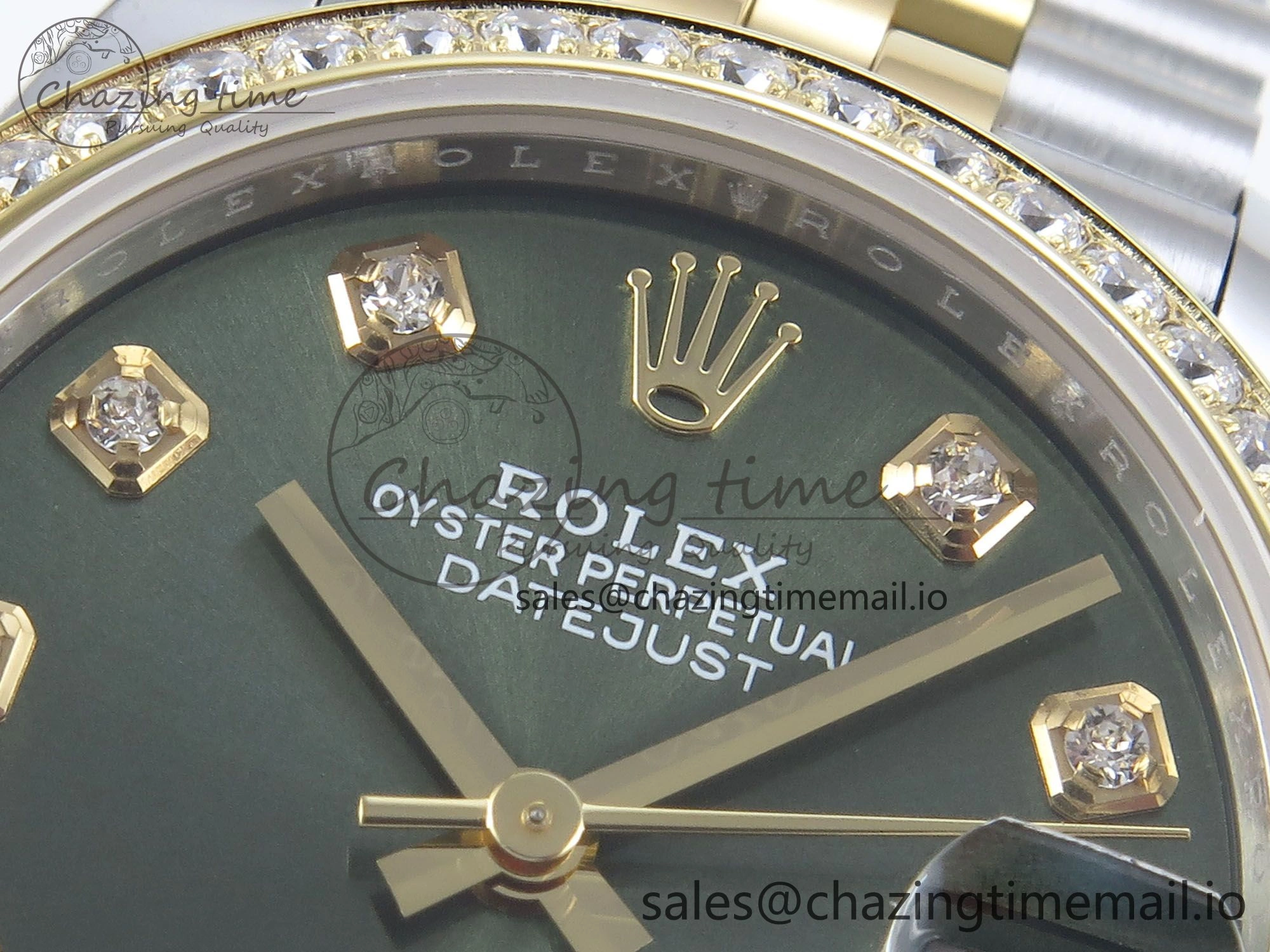 DateJust 31 278383RBR ARF 1:1 Best Edition 904L Steel Green Diamonds Dial Diamonds Bezel on SS YG Jubilee Bracelet ETA 2688