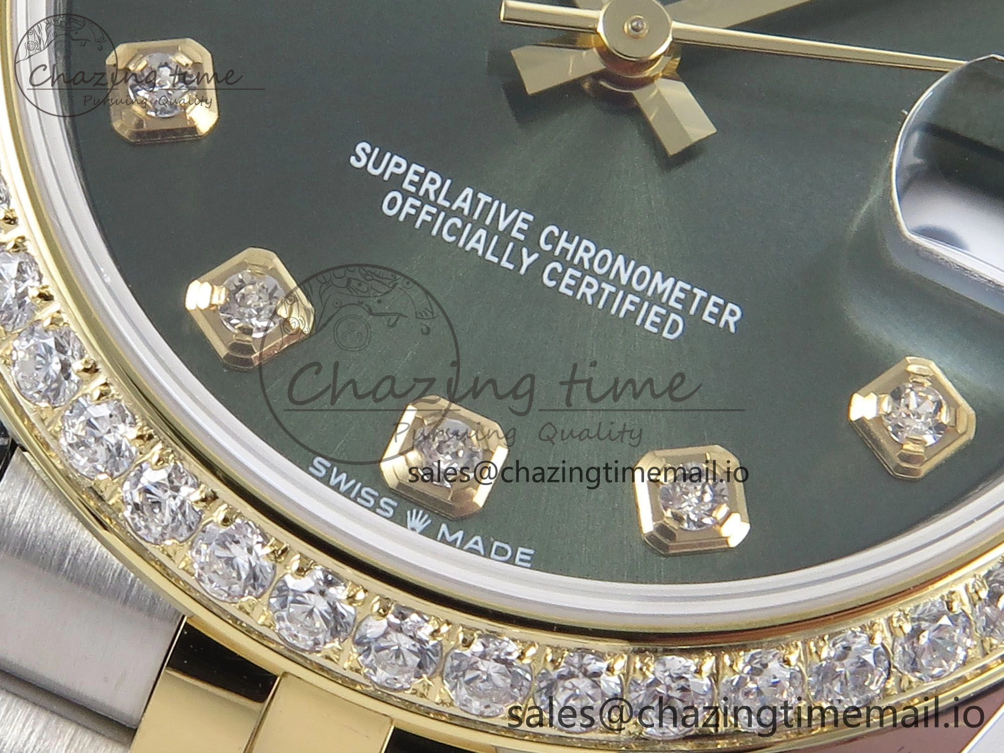 DateJust 31 278383RBR ARF 1:1 Best Edition 904L Steel Green Diamonds Dial Diamonds Bezel on SS YG Jubilee Bracelet ETA 2688