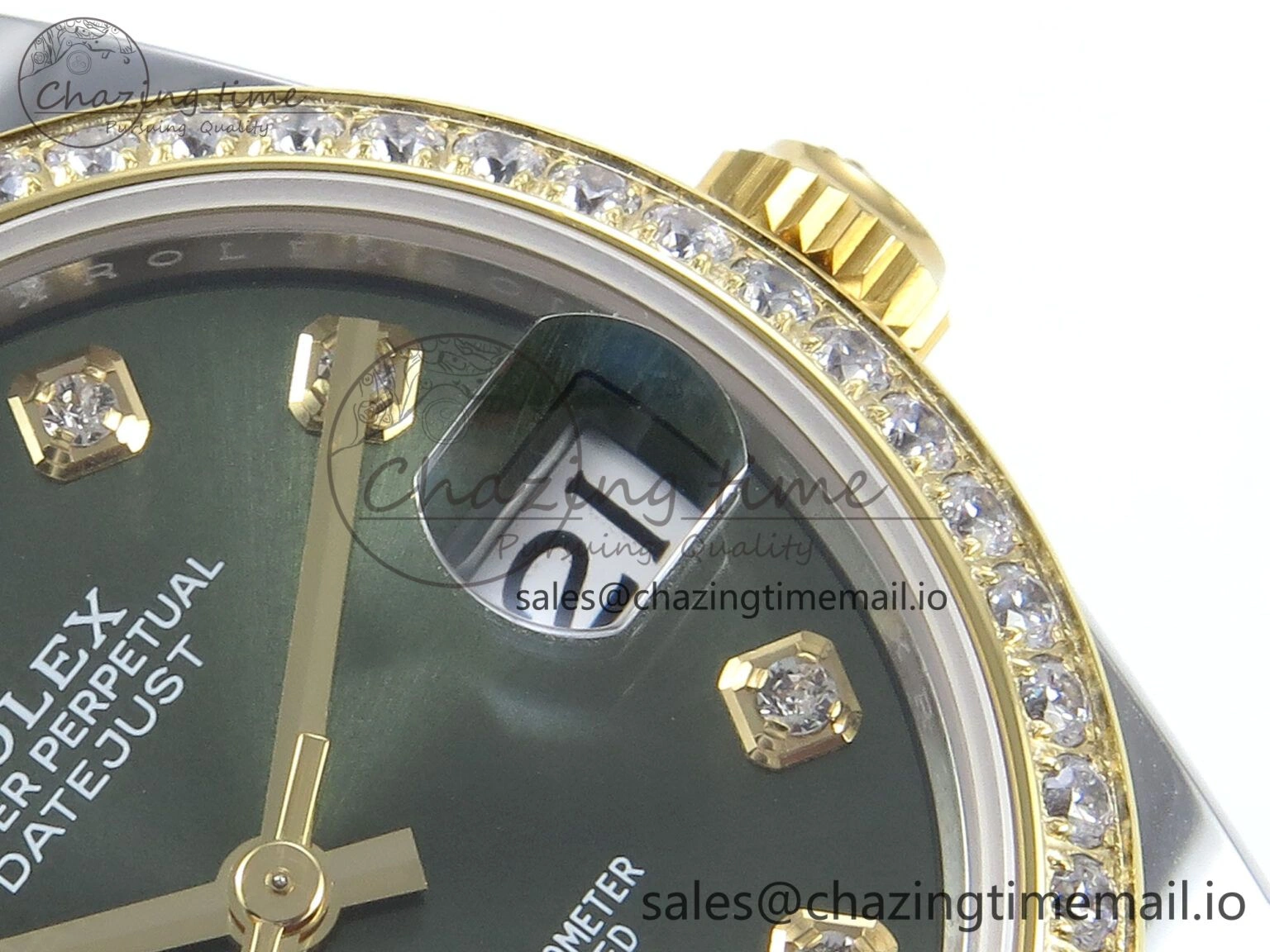 DateJust 31 278383RBR ARF 1:1 Best Edition 904L Steel Green Diamonds Dial Diamonds Bezel on SS YG Oyster Bracelet ETA 2688