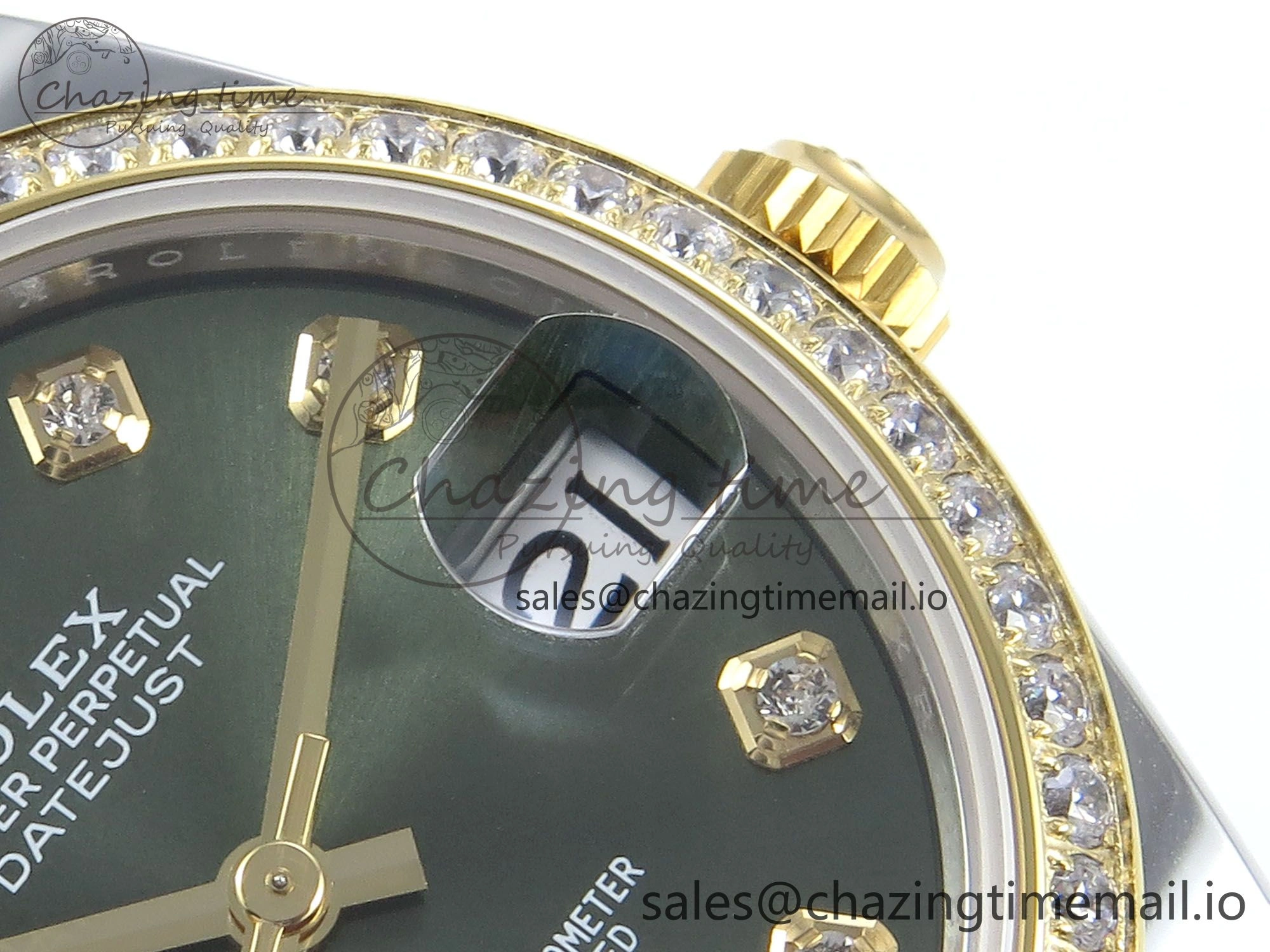 DateJust 31 278383RBR ARF 1:1 Best Edition 904L Steel Green Diamonds Dial Diamonds Bezel on SS YG Oyster Bracelet ETA 2688