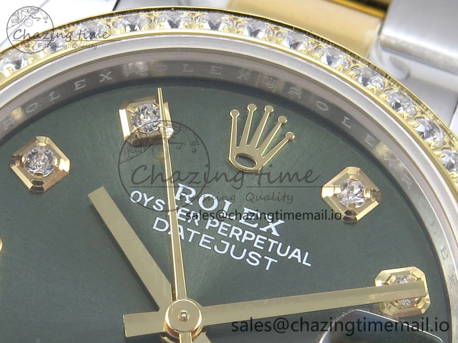 DateJust 31 278383RBR ARF 1:1 Best Edition 904L Steel Green Diamonds Dial Diamonds Bezel on SS YG Oyster Bracelet ETA 2688