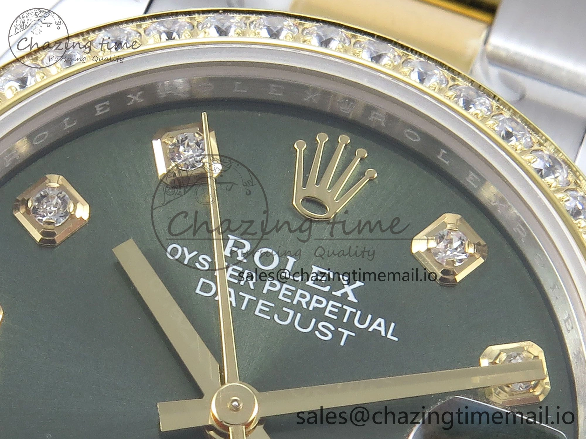 DateJust 31 278383RBR ARF 1:1 Best Edition 904L Steel Green Diamonds Dial Diamonds Bezel on SS YG Oyster Bracelet ETA 2688