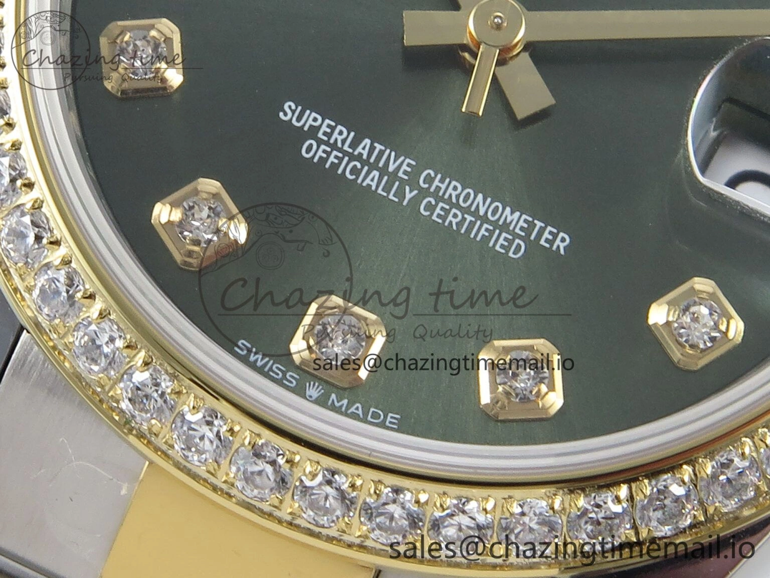 DateJust 31 278383RBR ARF 1:1 Best Edition 904L Steel Green Diamonds Dial Diamonds Bezel on SS YG Oyster Bracelet ETA 2688