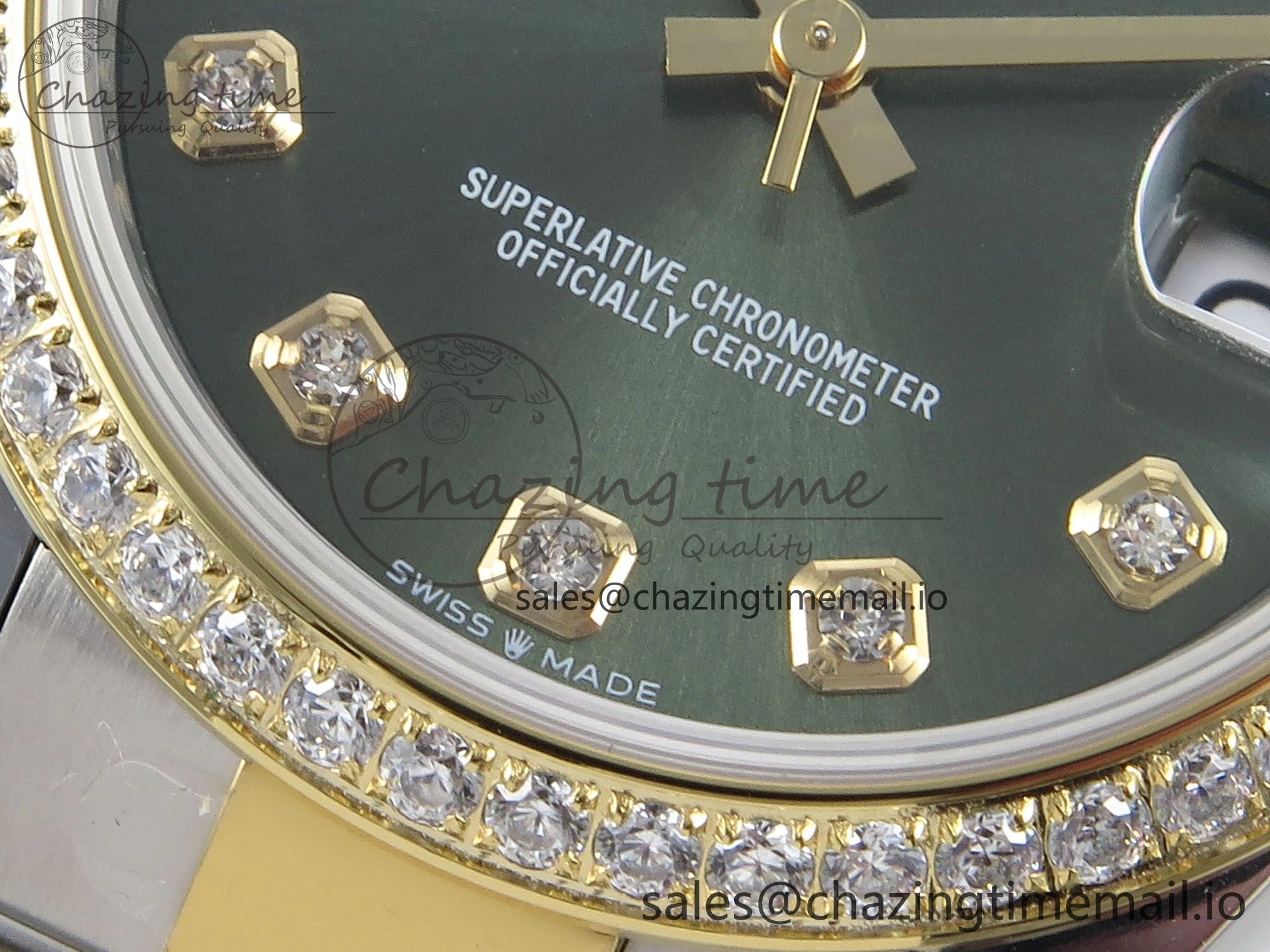 DateJust 31 278383RBR ARF 1:1 Best Edition 904L Steel Green Diamonds Dial Diamonds Bezel on SS YG Oyster Bracelet ETA 2688