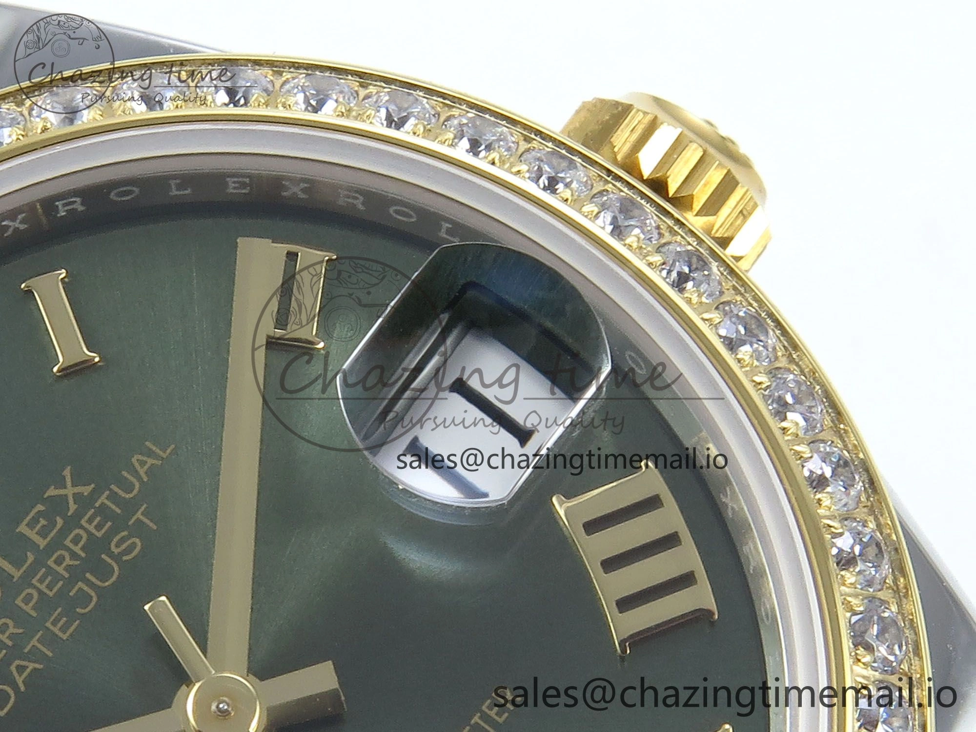 DateJust 31 278383RBR ARF 1:1 Best Edition 904L Steel Green Roman Diamonds Dial Diamonds Bezel on SS YG Jubilee Bracelet ETA 2688