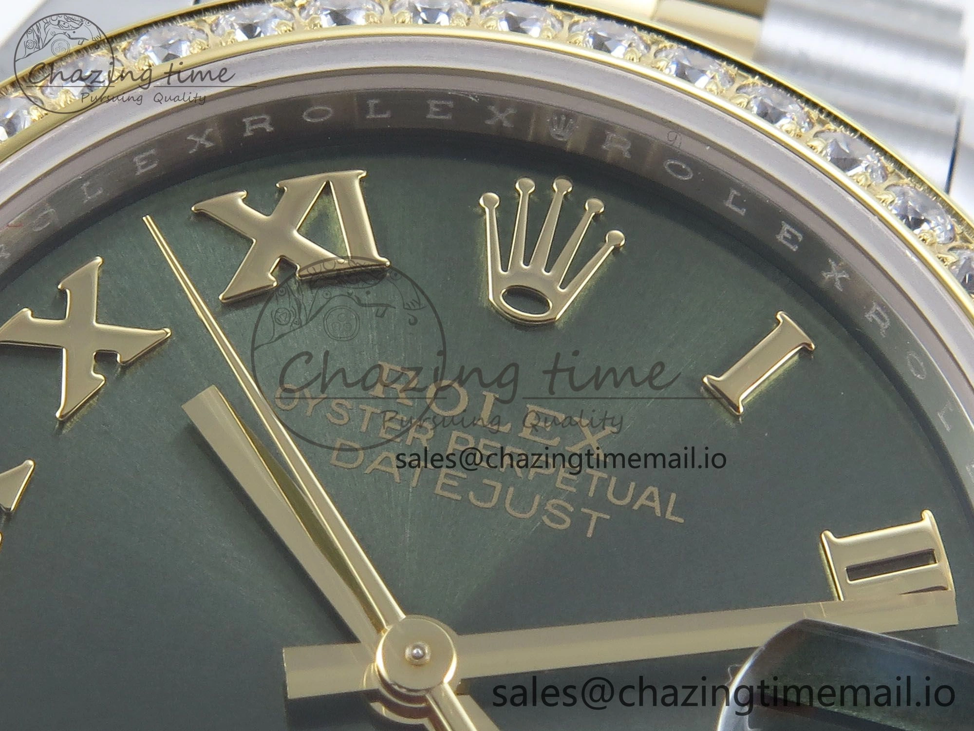 DateJust 31 278383RBR ARF 1:1 Best Edition 904L Steel Green Roman Diamonds Dial Diamonds Bezel on SS YG Jubilee Bracelet ETA 2688