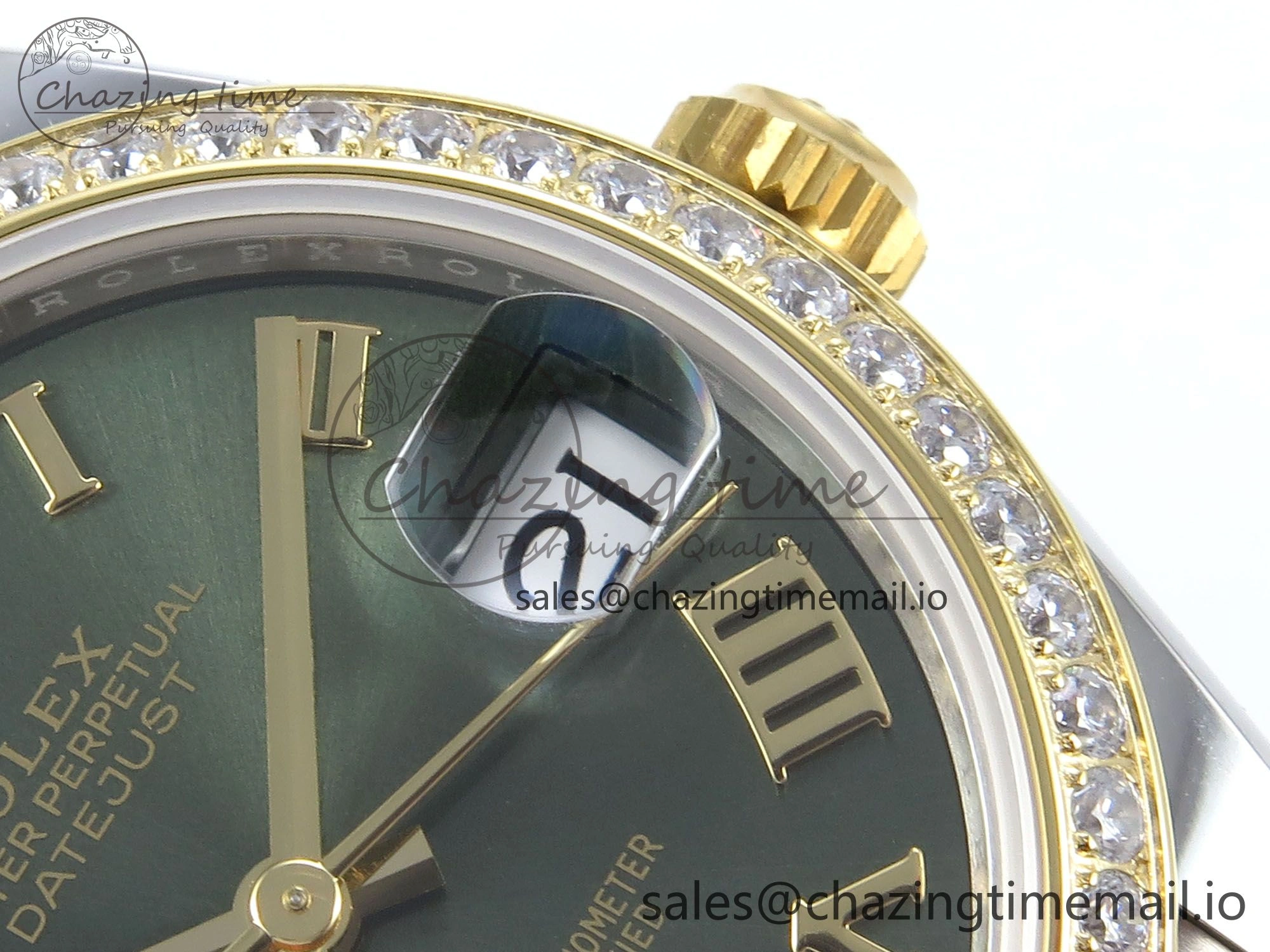 DateJust 31 278383RBR ARF 1:1 Best Edition 904L Steel Green Roman Diamonds Dial Diamonds Bezel on SS YG Oyster Bracelet ETA 2688