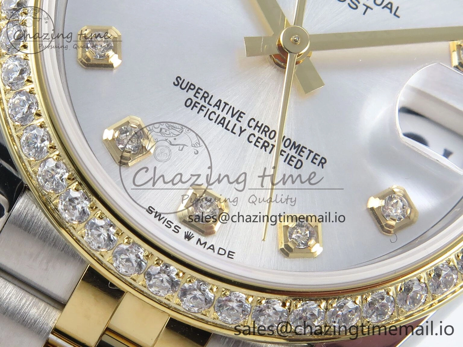 DateJust 31 278383RBR ARF 1:1 Best Edition 904L Steel Silver Diamonds Dial Diamonds Bezel on SS YG Jubilee Bracelet ETA 2688