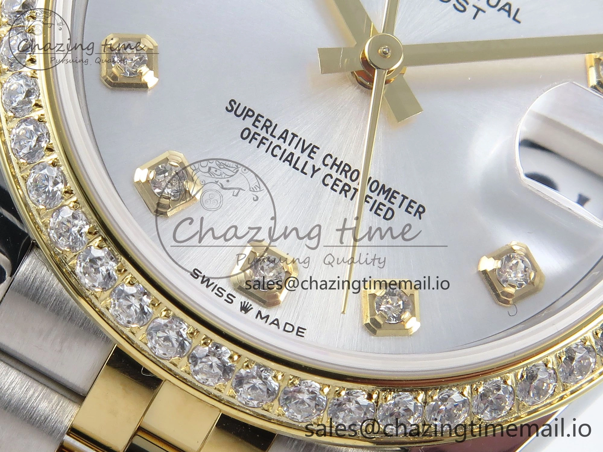 DateJust 31 278383RBR ARF 1:1 Best Edition 904L Steel Silver Diamonds Dial Diamonds Bezel on SS YG Jubilee Bracelet ETA 2688