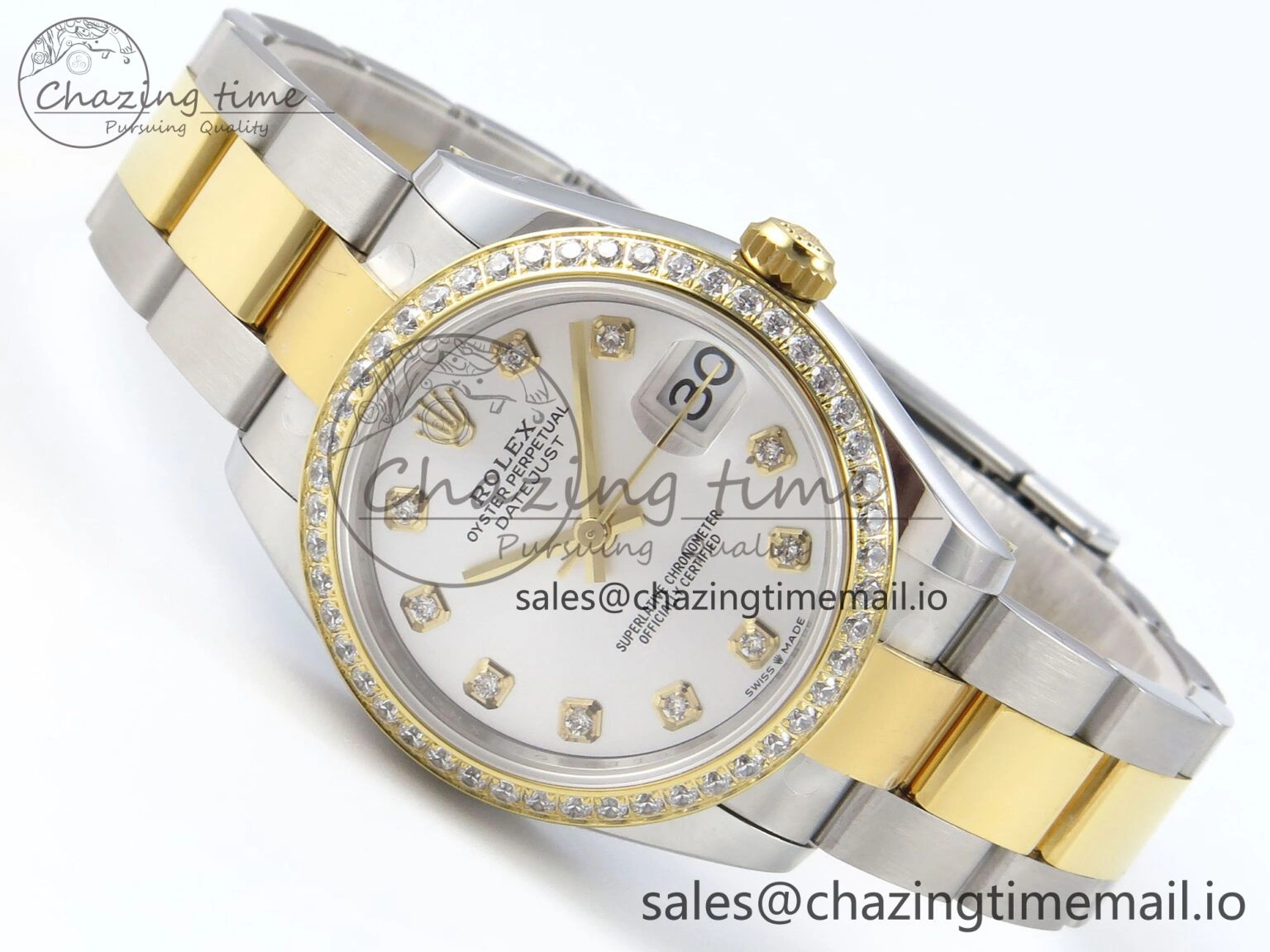 DateJust 31 278383RBR ARF 1:1 Best Edition 904L Steel Silver Diamonds Dial Diamonds Bezel on SS YG Oyster Bracelet ETA 2688